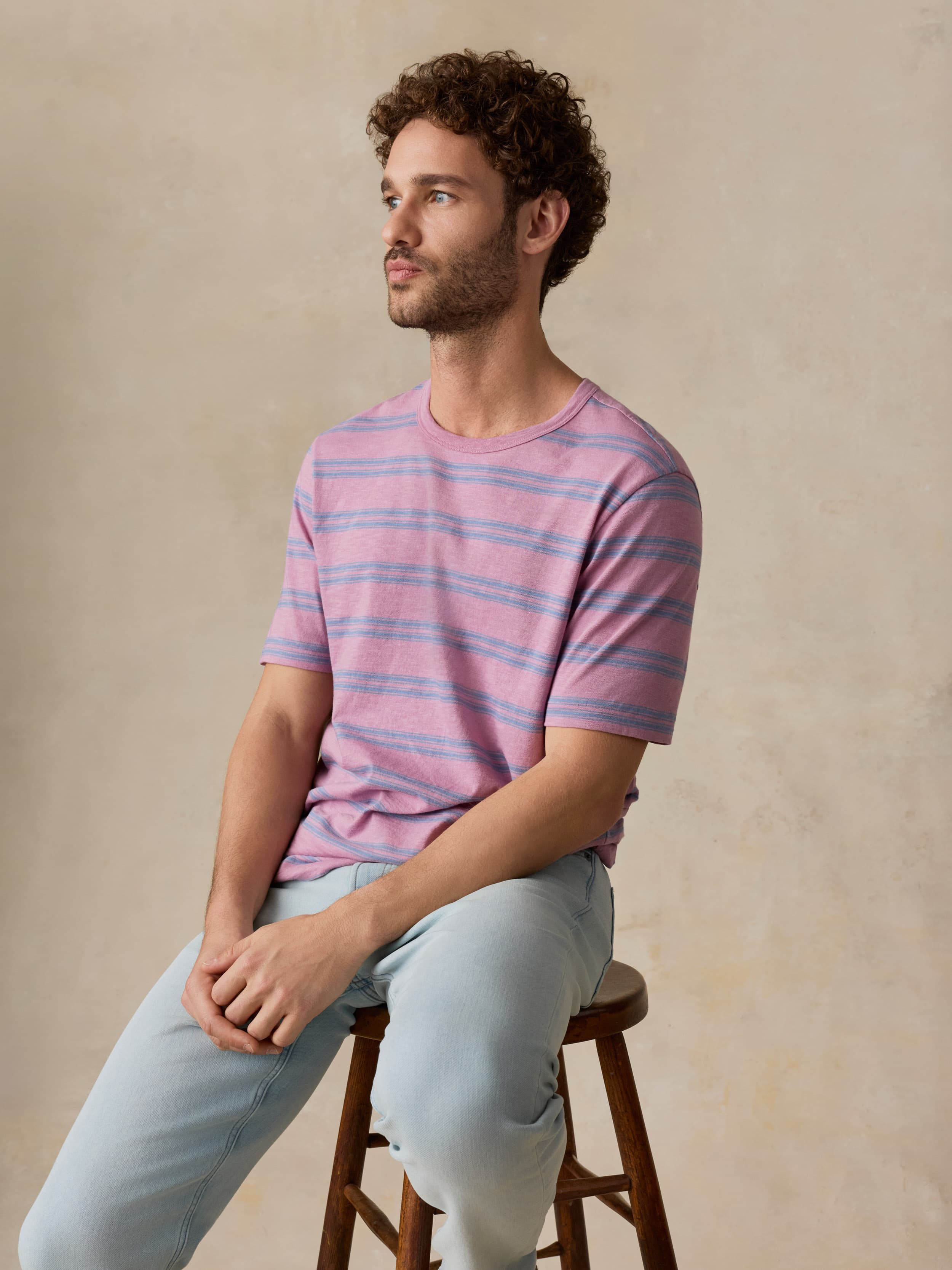 Sunwashed Regenerative Tee - Coast Orchid Stripe | Faherty Brand