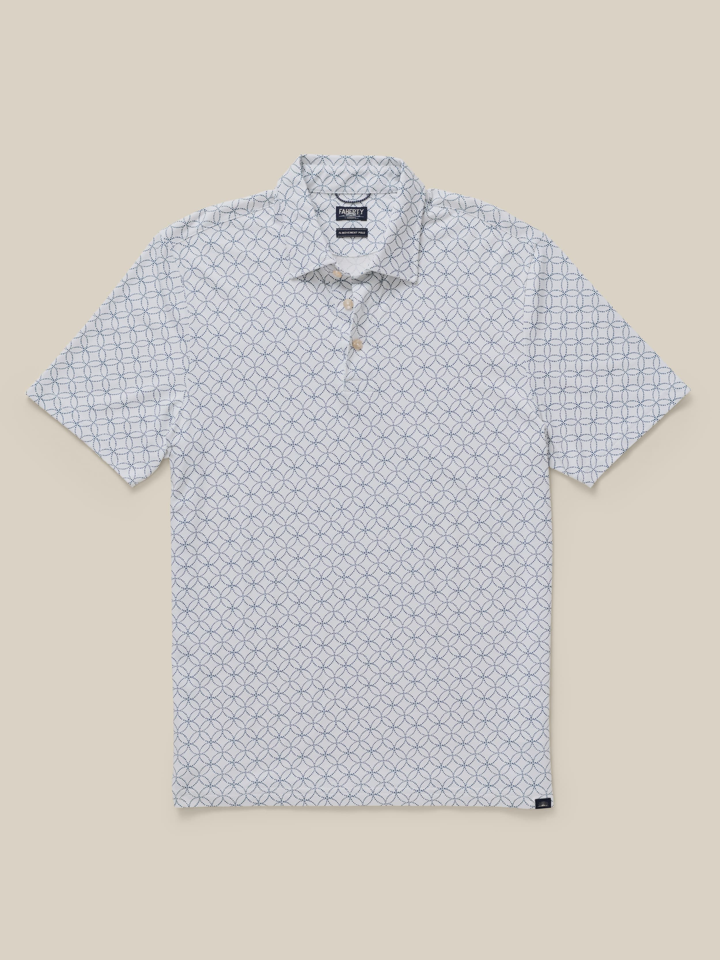 Short-Sleeve Movement™ Pique Polo - Ivory Blue Moonlight | Faherty Brand