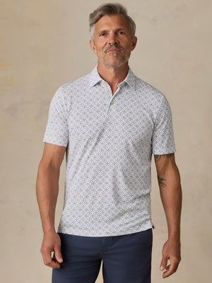 Short-Sleeve Movement™ Pique Polo - Ivory Blue Moonlight
