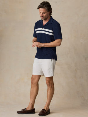 Cabana Towel Terry Surf Stripe Polo - Deep Navy