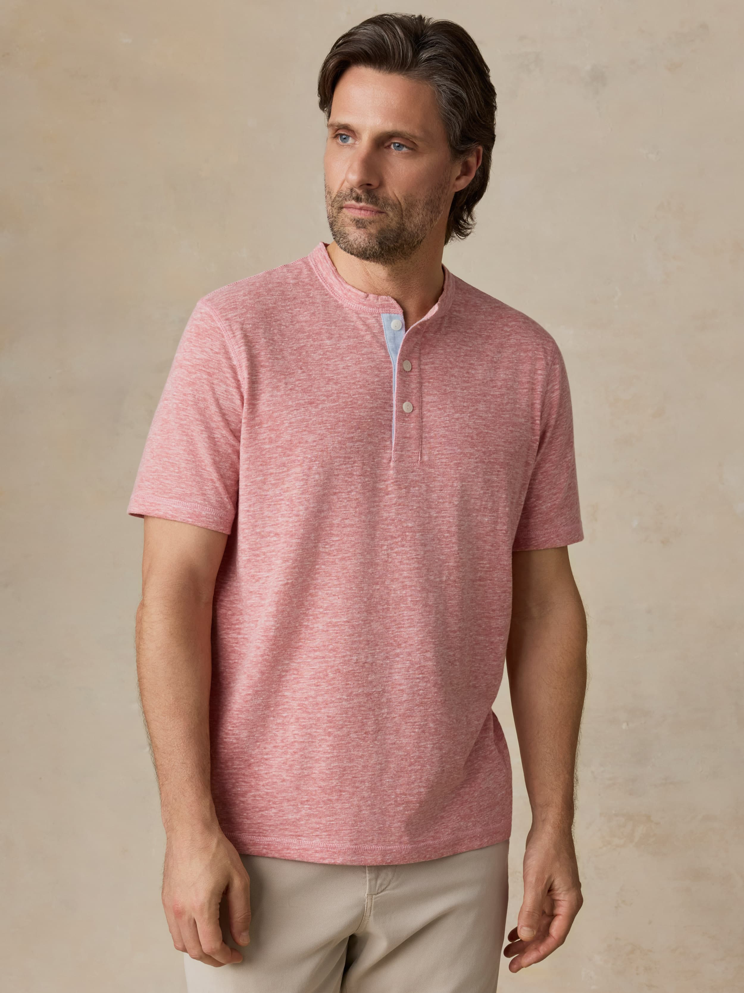 Short-Sleeve Breeze Henley - Faded Flag | Faherty Brand