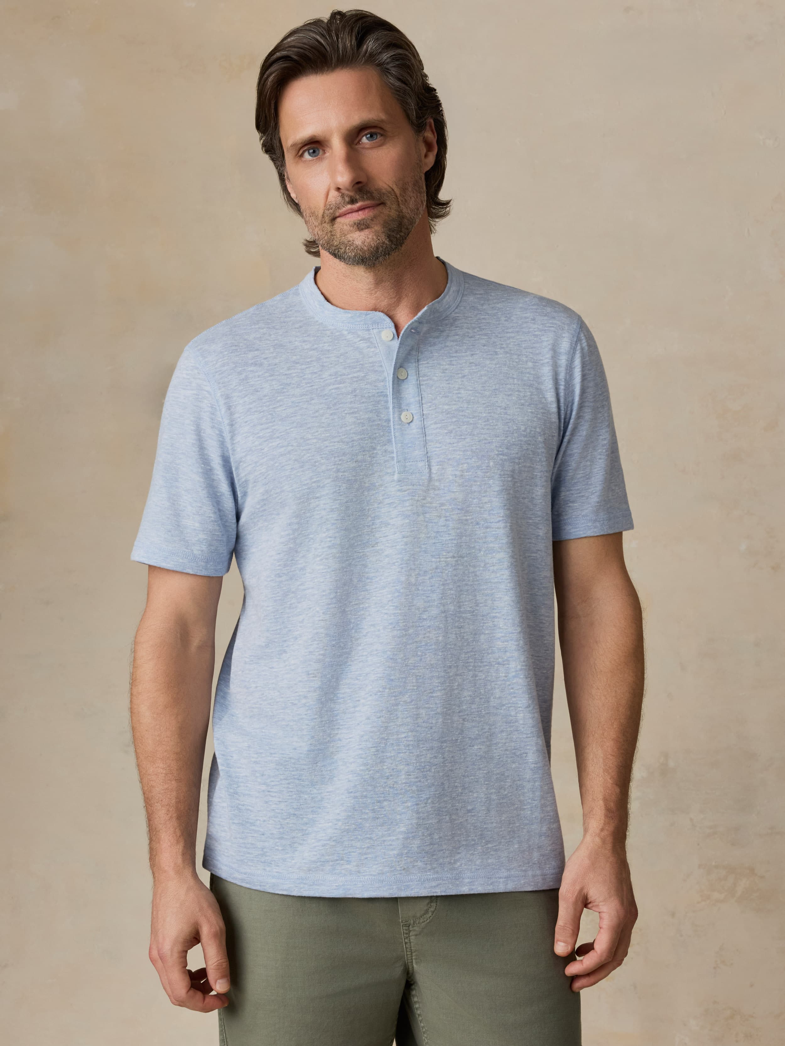 Short-Sleeve Breeze Henley - Blue Isle | Faherty Brand