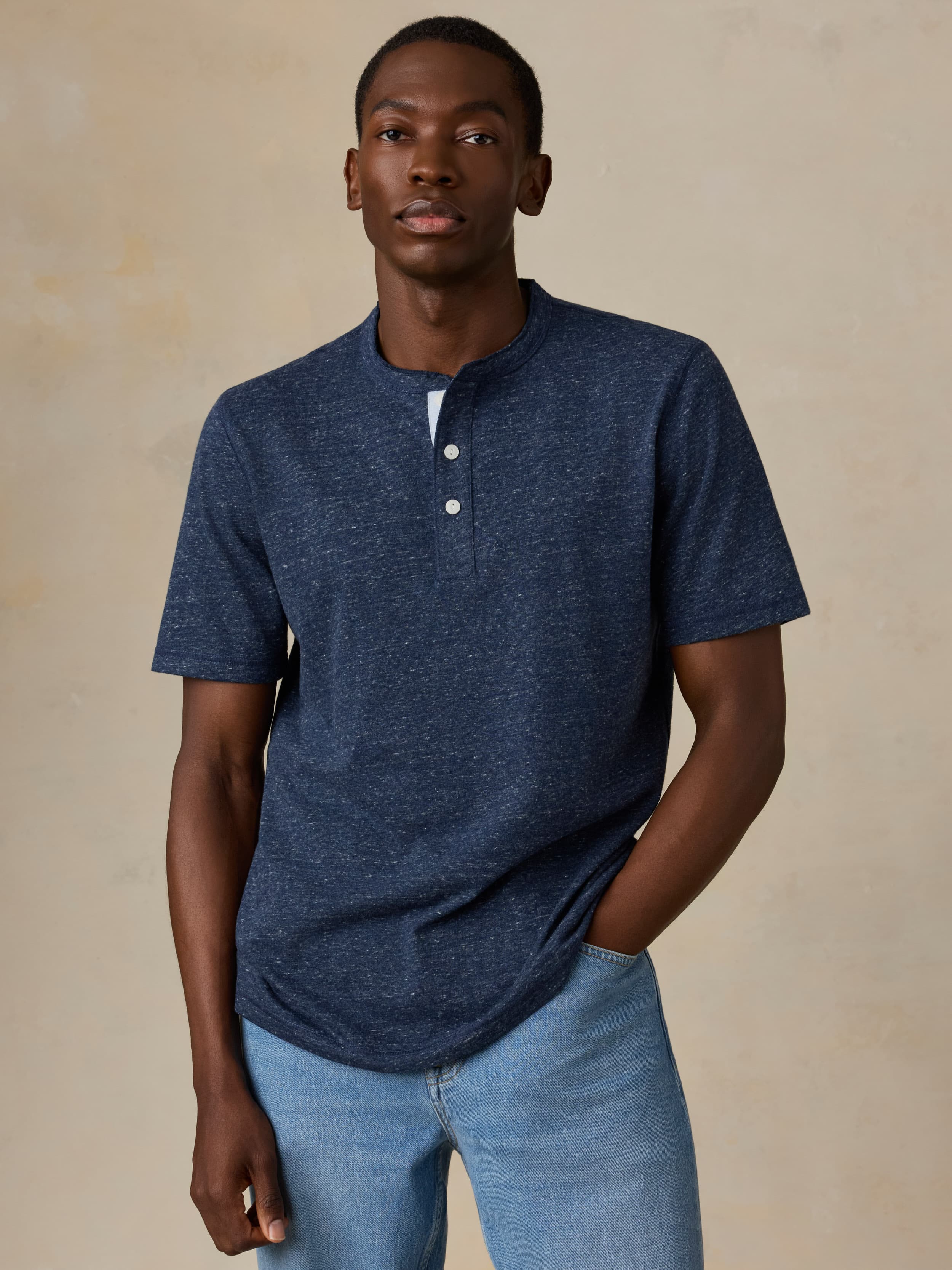 Short-Sleeve Breeze Henley - Midnight Skies Heather | Faherty Brand