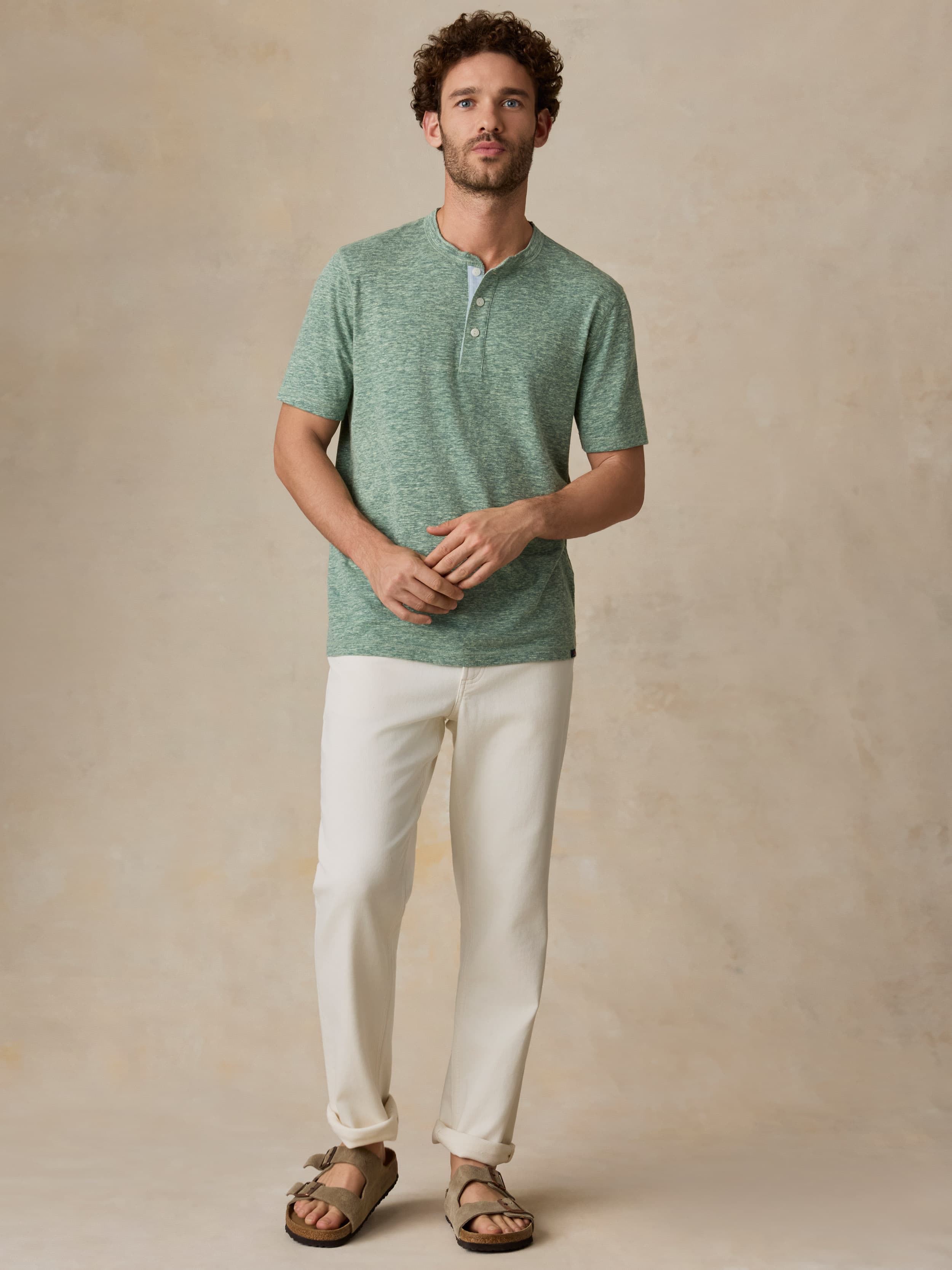 Short-Sleeve Breeze Henley - Woodsy Green Heather | Faherty Brand
