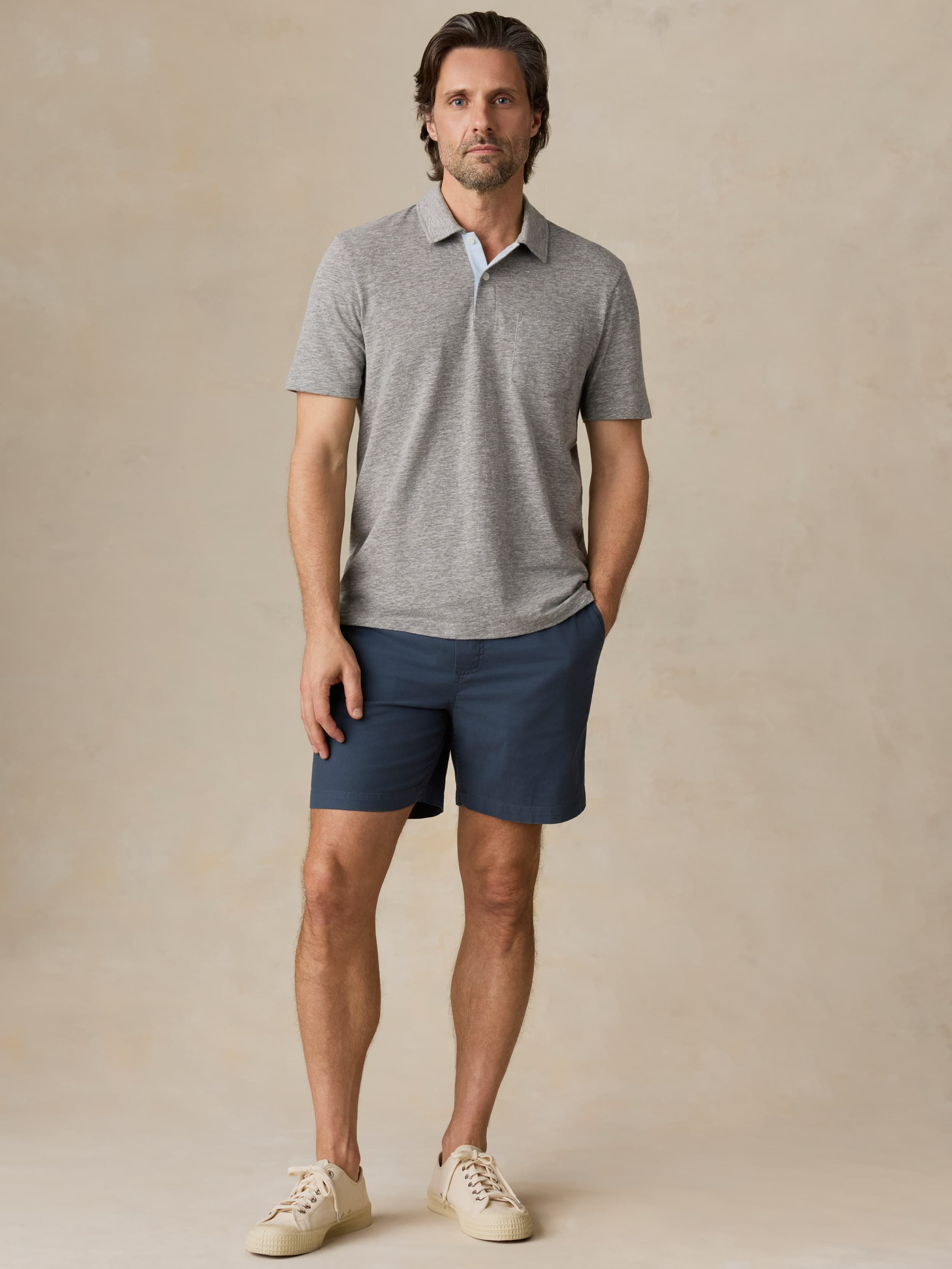 Short-Sleeve Breeze Polo - Cave Grey Heather | Faherty Brand