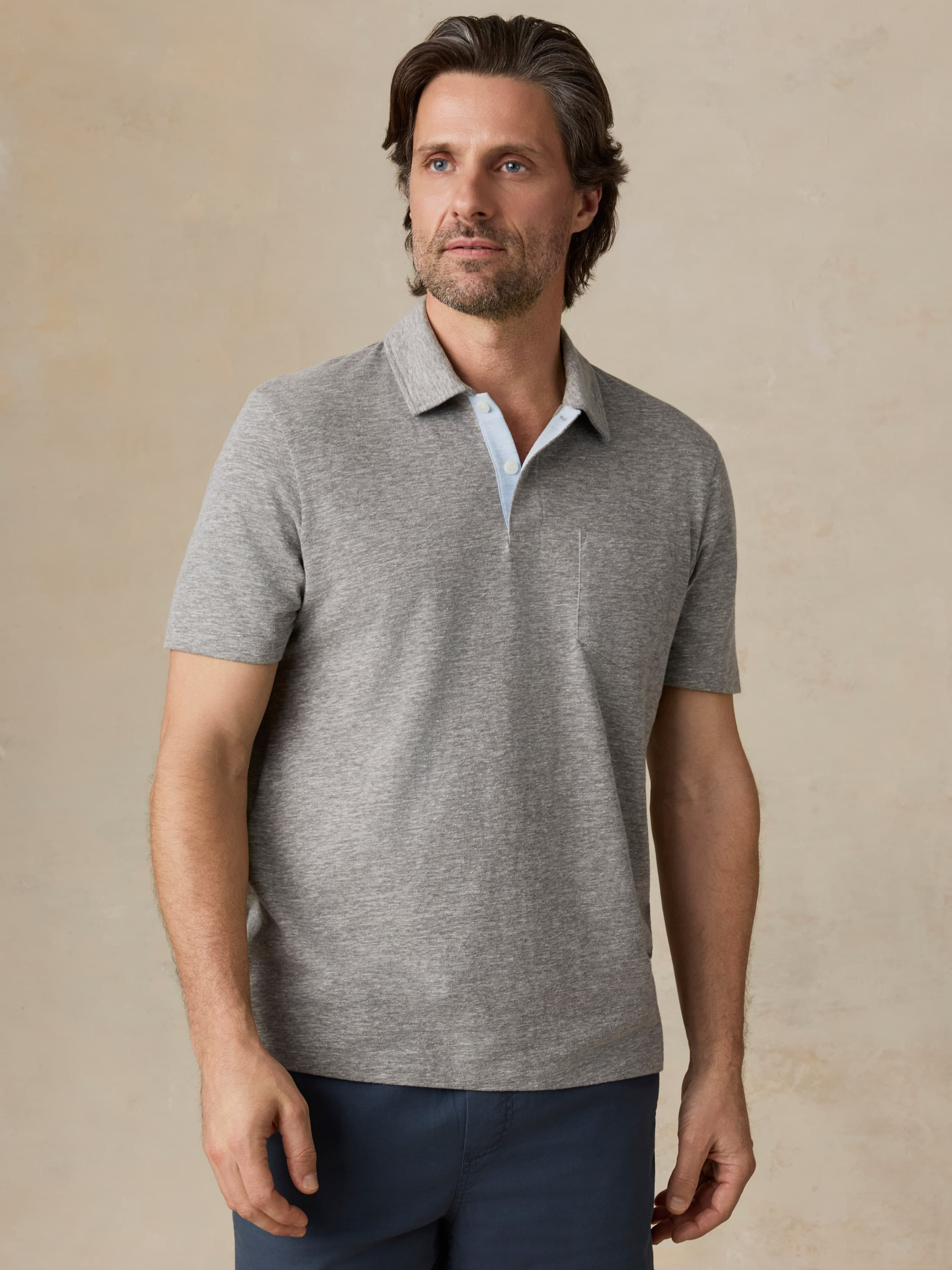 Short-Sleeve Breeze Polo - Cave Grey Heather | Faherty Brand