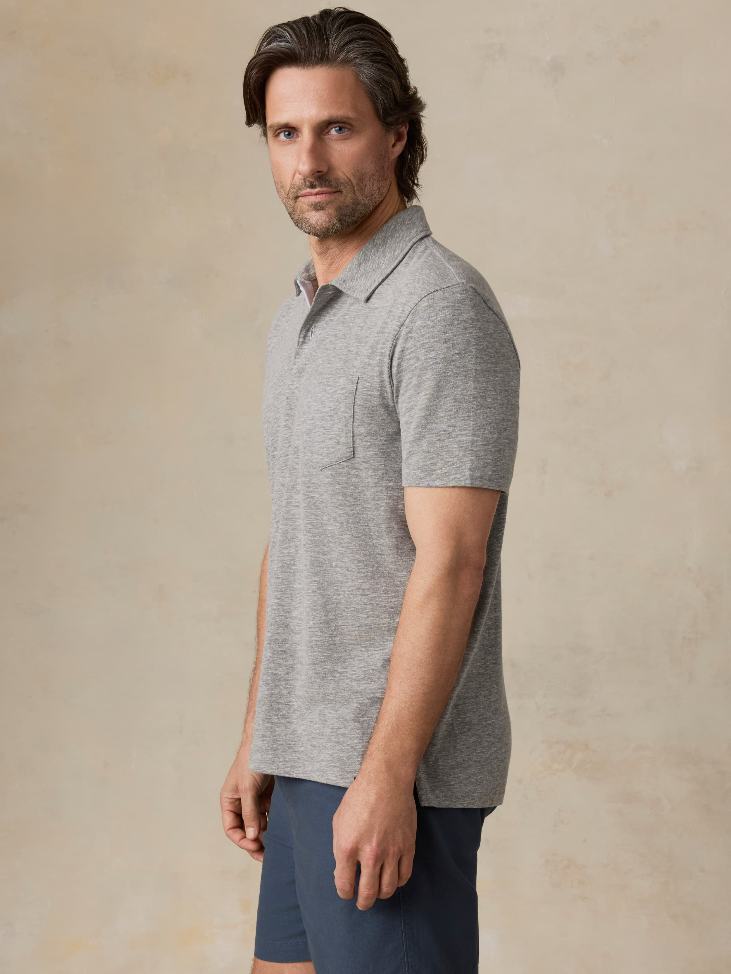 Short-Sleeve Breeze Polo - Cave Grey Heather | Faherty Brand
