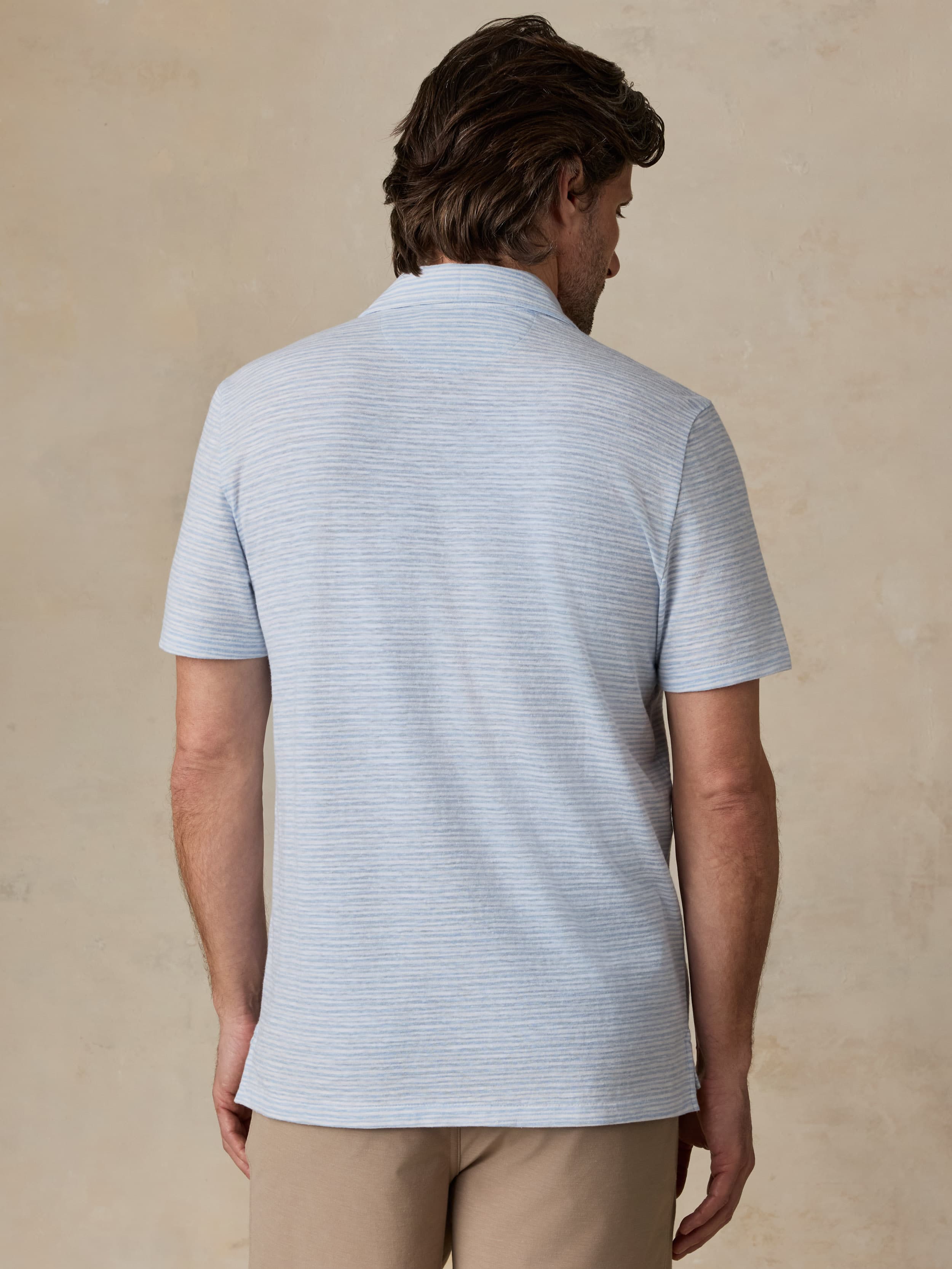 Short-Sleeve Breeze Polo - Blue Wake Stripe | Faherty Brand