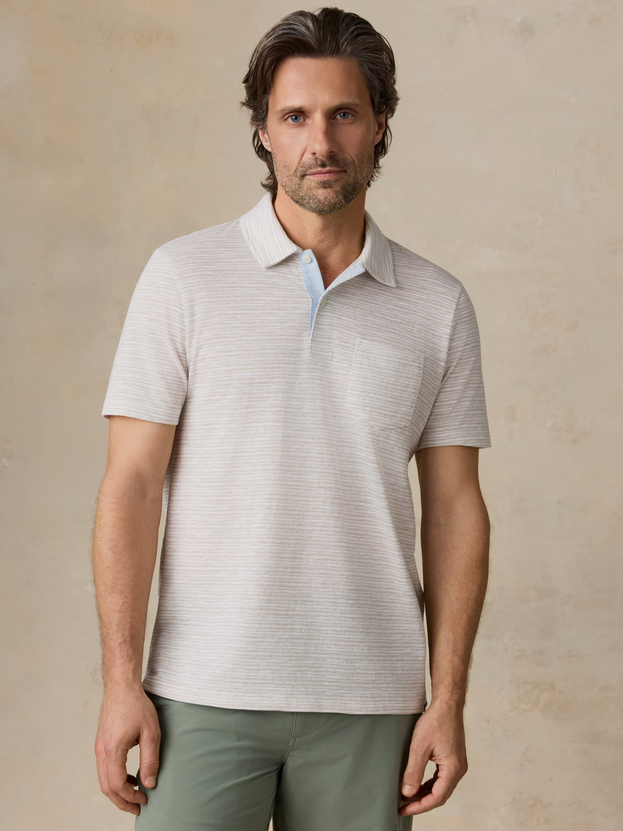 Short-Sleeve Breeze Polo - Desert Wake Stripe | Faherty Brand