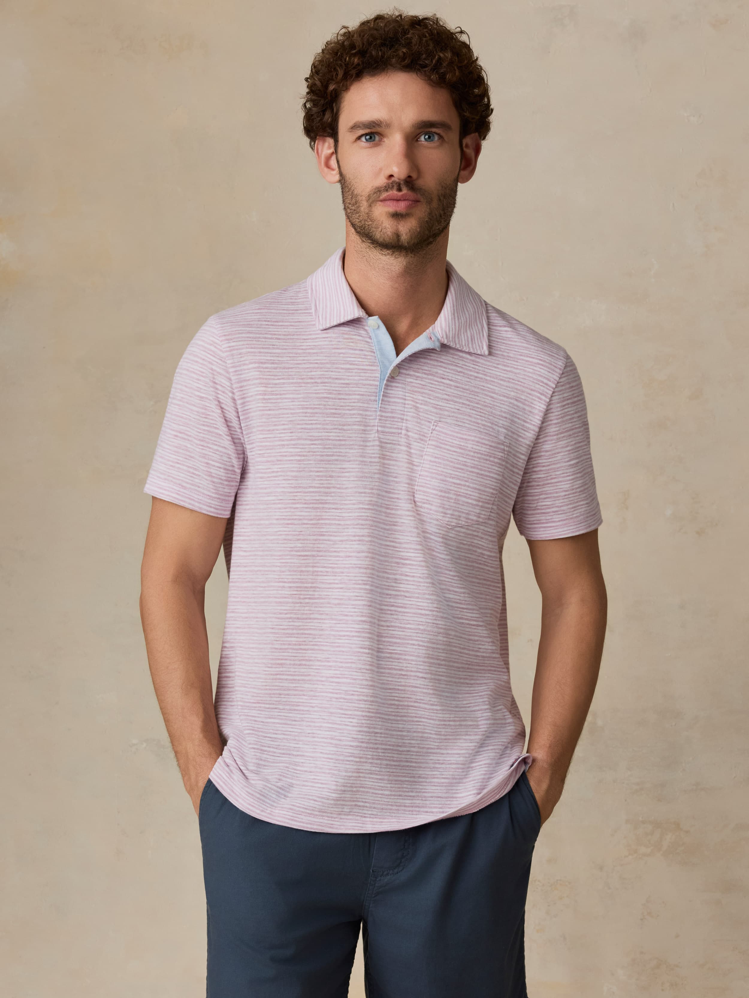 Short-Sleeve Breeze Polo - Orchid Wake Stripe | Faherty Brand