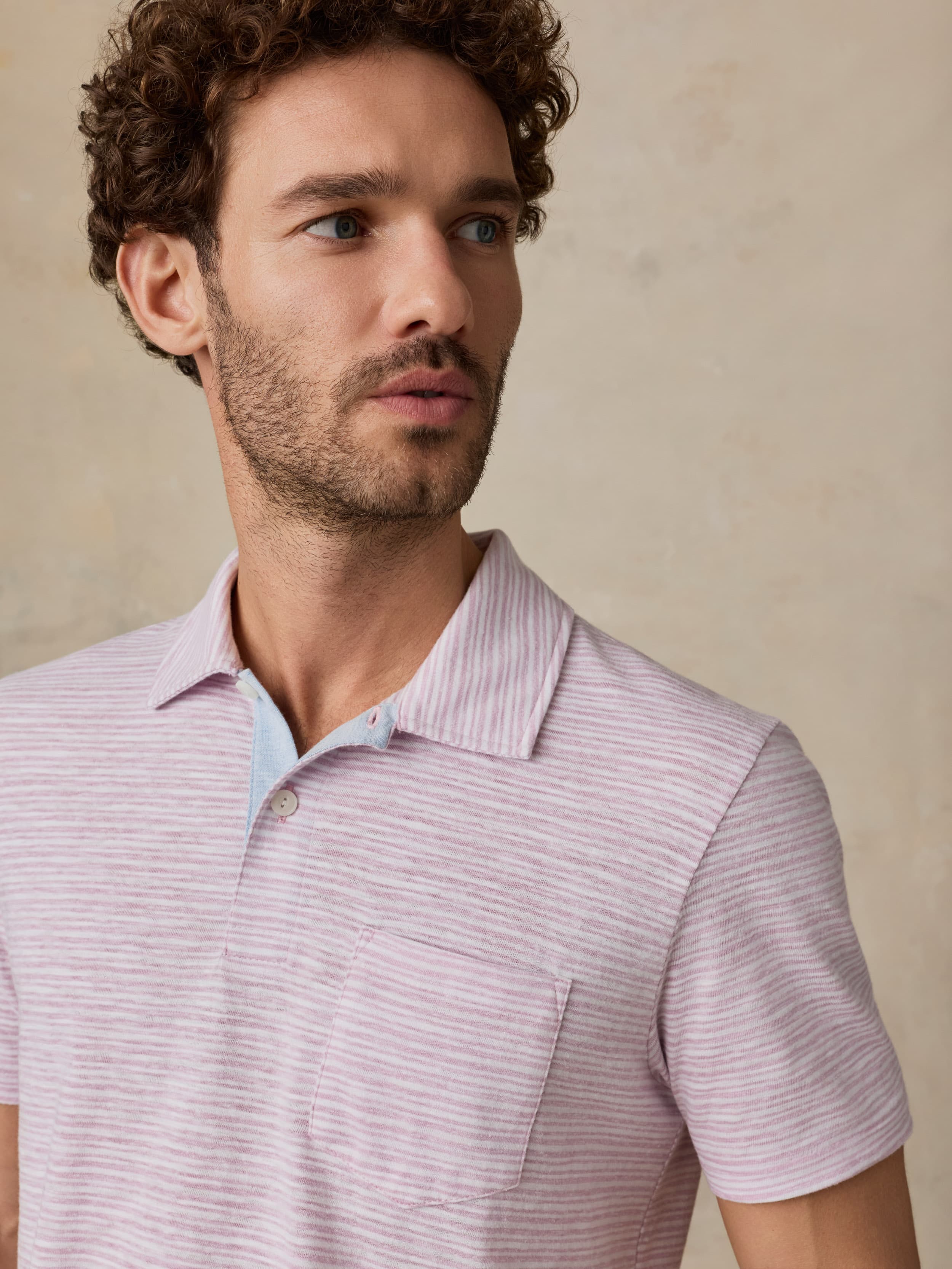 Short-Sleeve Breeze Polo - Orchid Wake Stripe | Faherty Brand