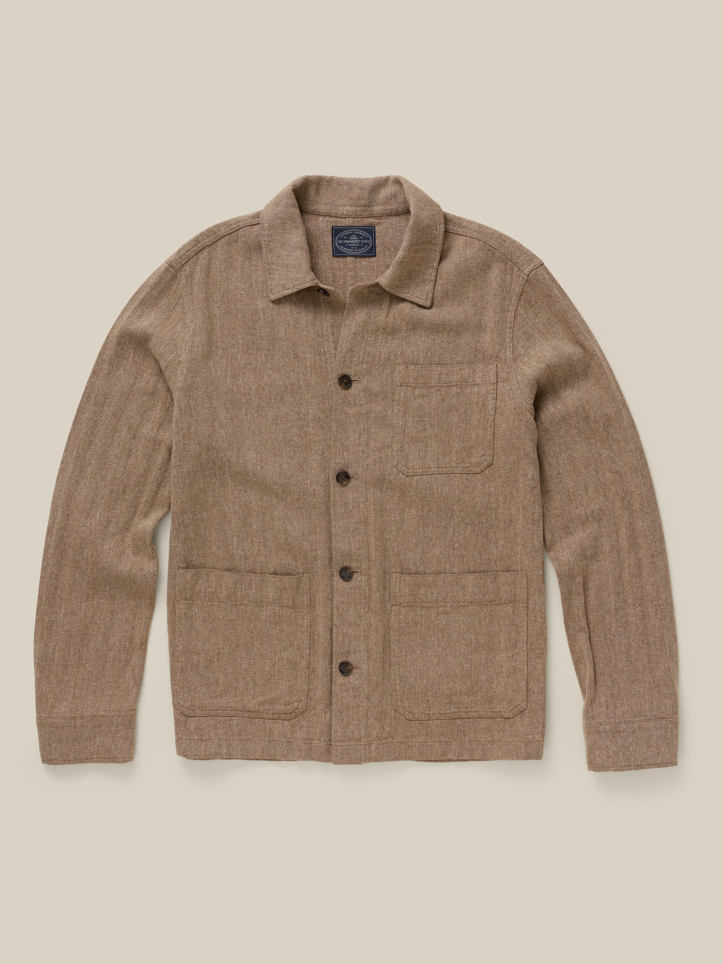 Herringbone Studio Jacket - Khaki Herringbone | Faherty Brand