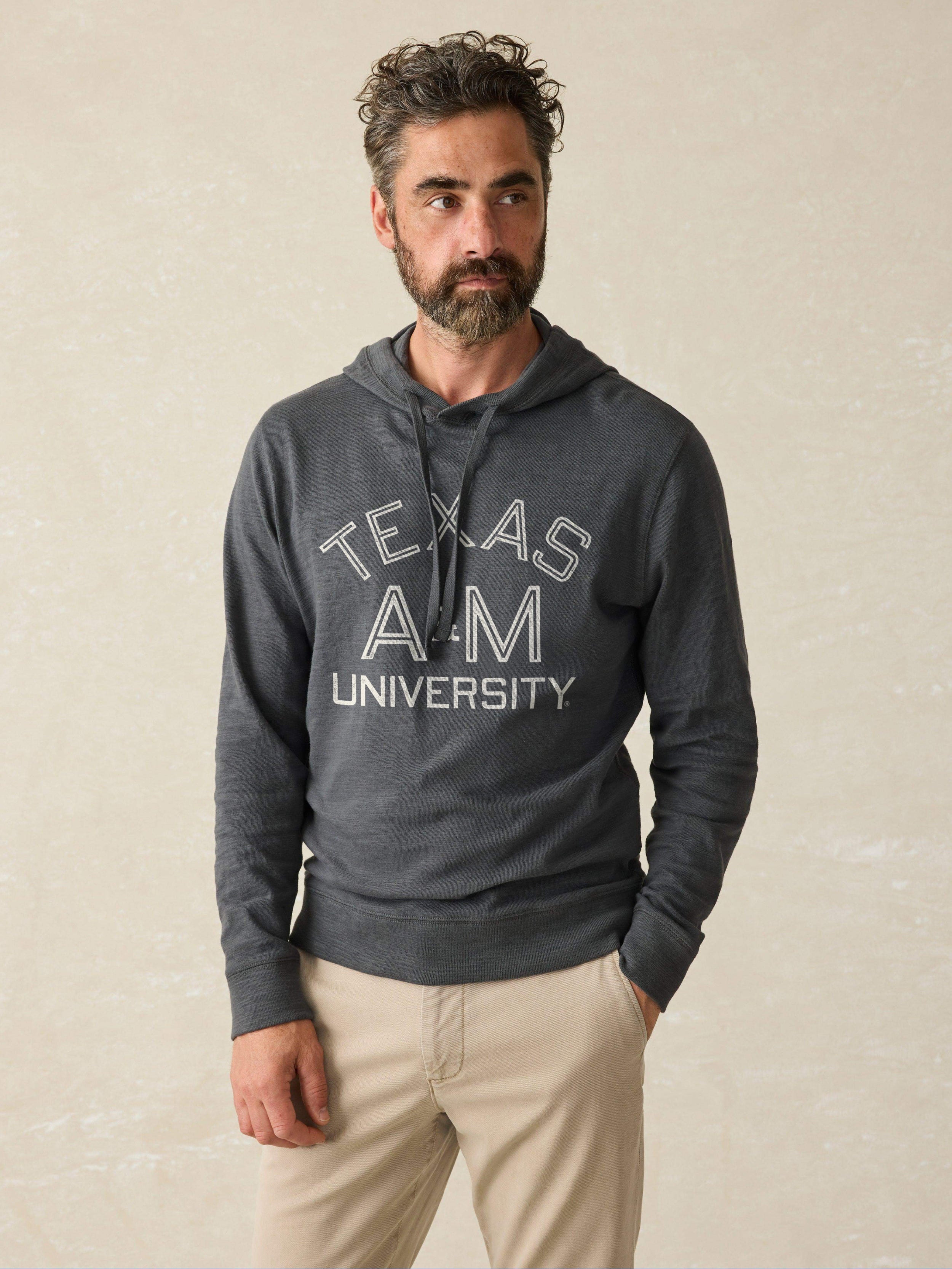 Texas A&M Sunwashed Slub Hoodie - Graphite | Faherty Brand