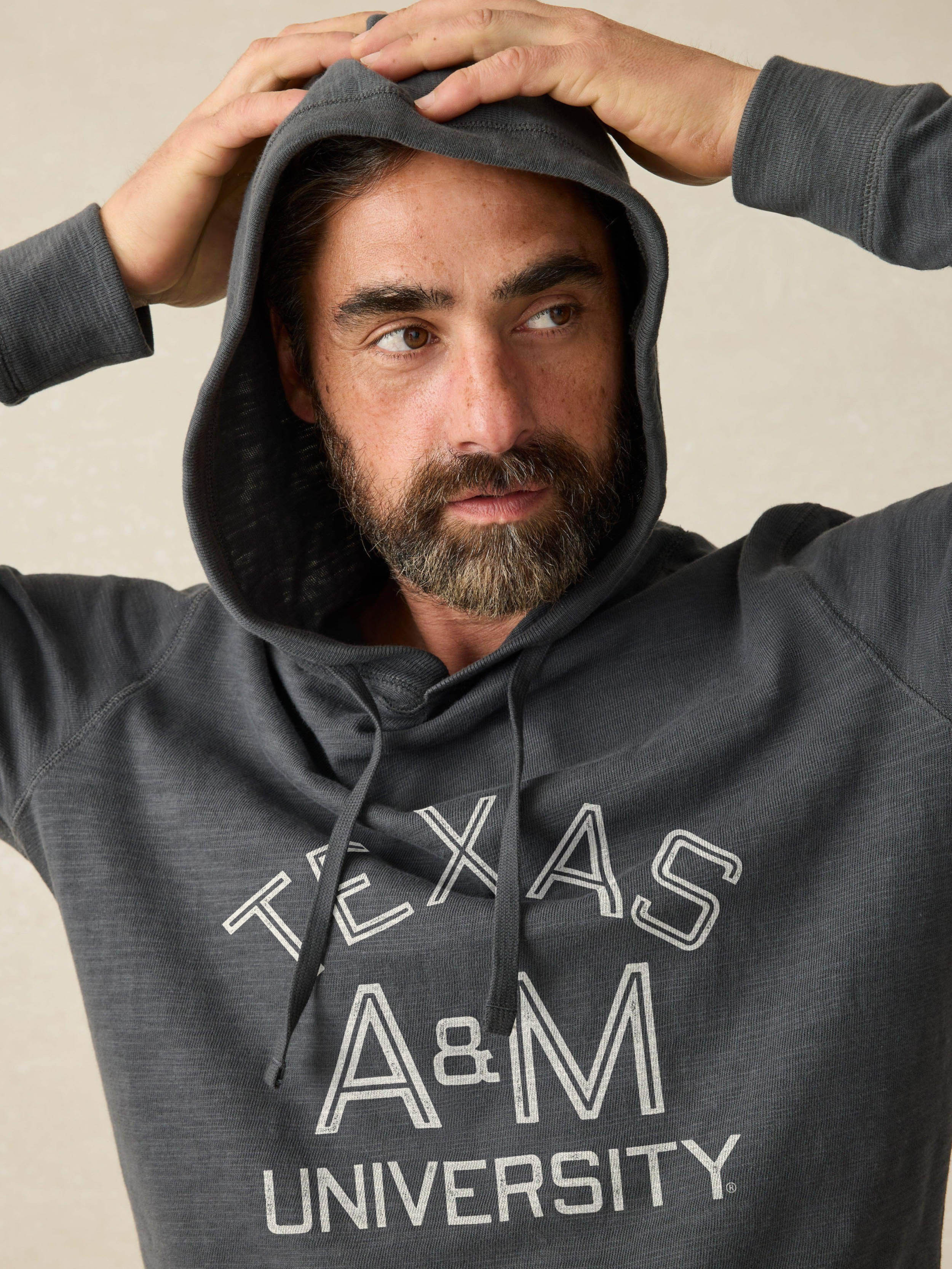 Texas A&M Sunwashed Slub Hoodie - Graphite | Faherty Brand