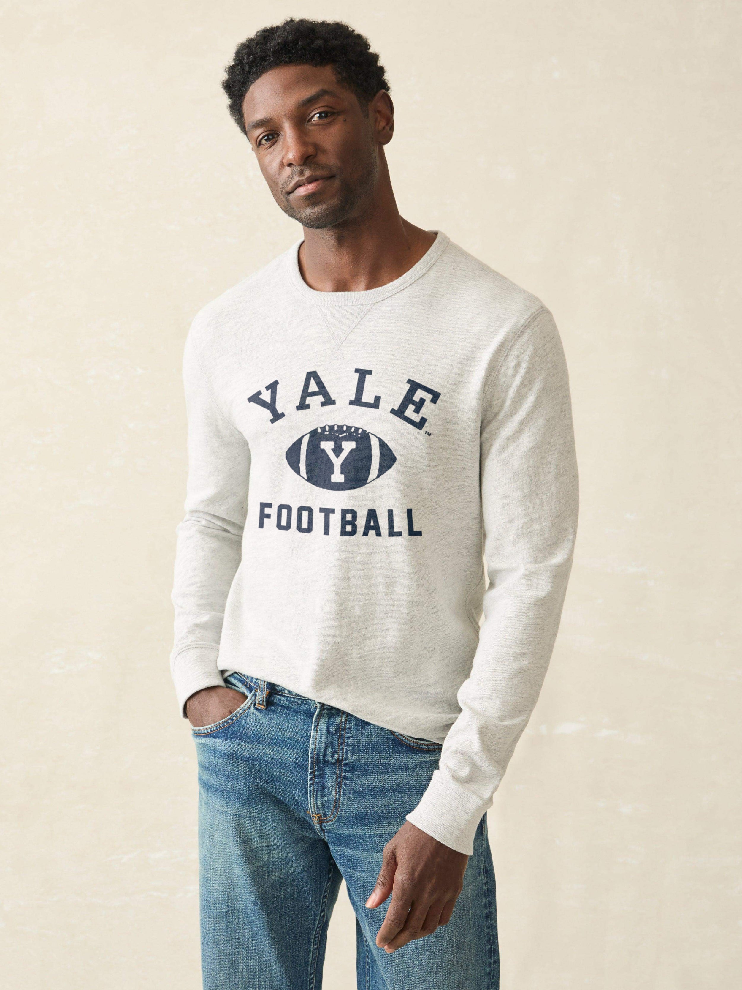 Yale Sunwashed Organic Crew - Light Grey Heather | Faherty Brand