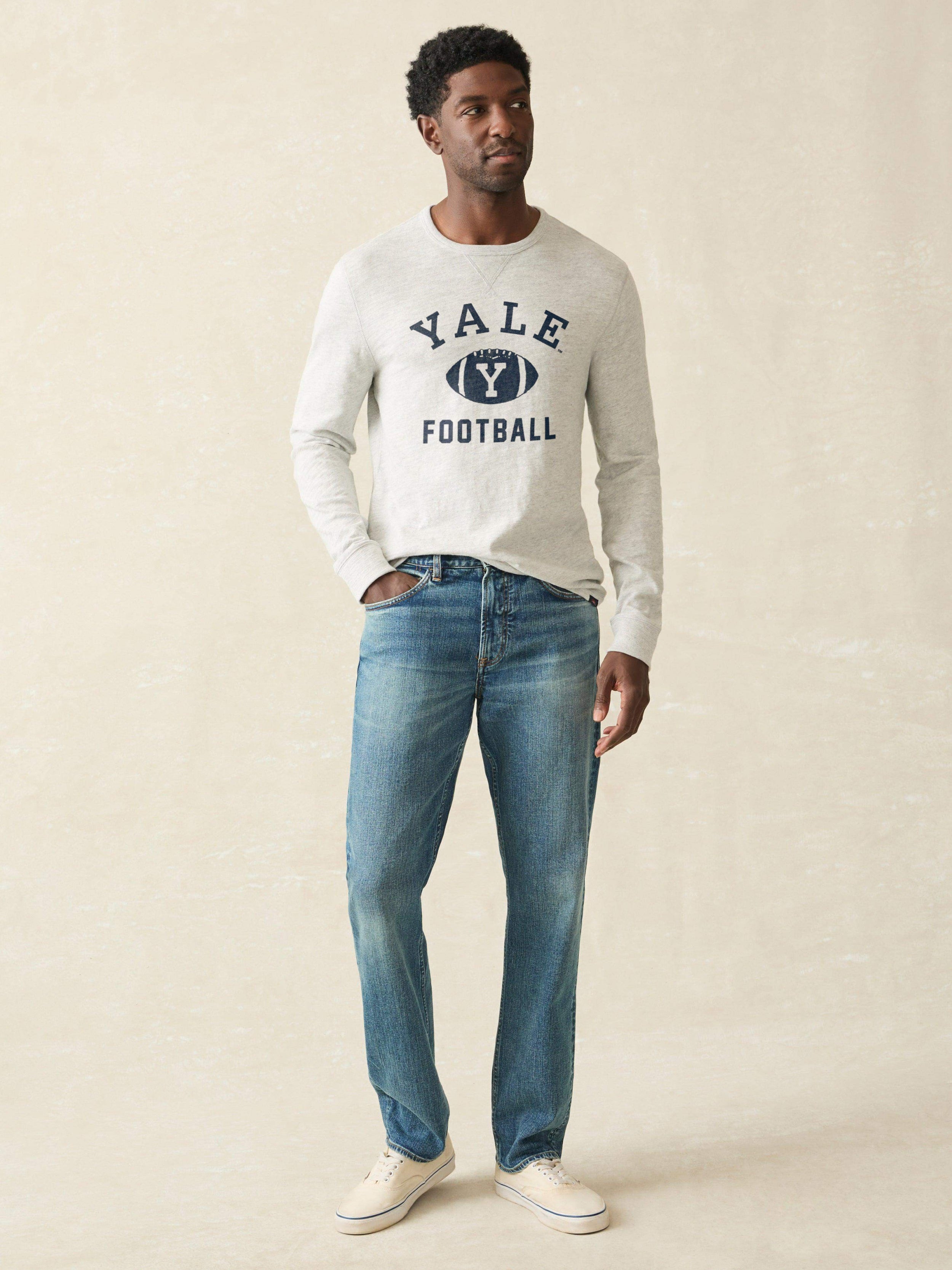 Yale Sunwashed Organic Crew - Light Grey Heather | Faherty Brand