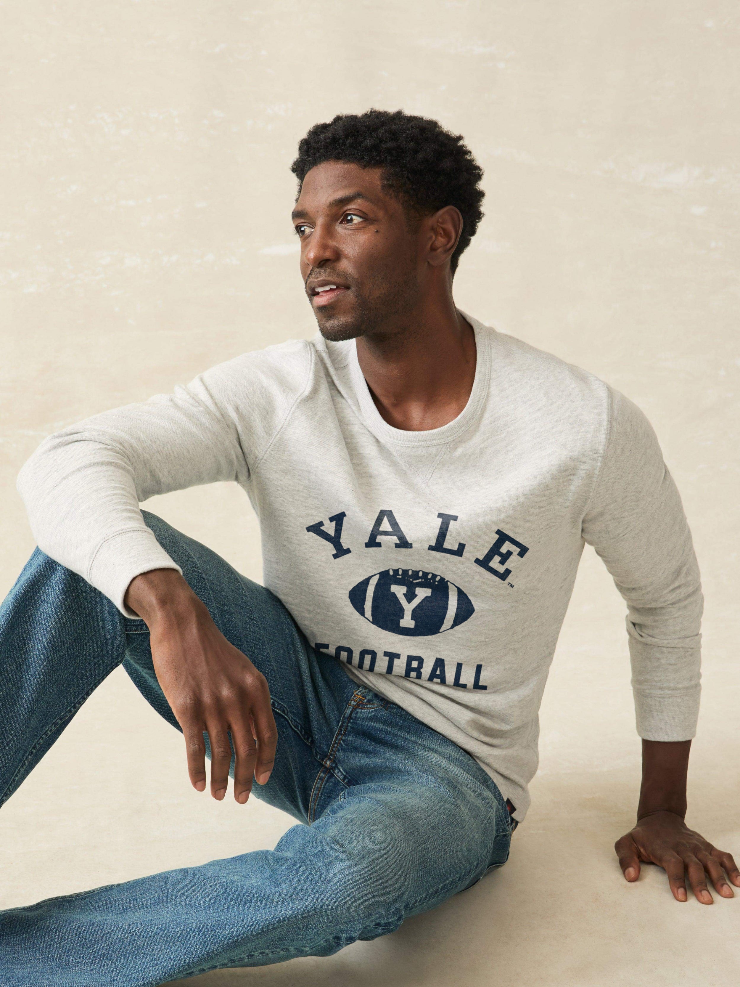 Yale Sunwashed Organic Crew - Light Grey Heather | Faherty Brand