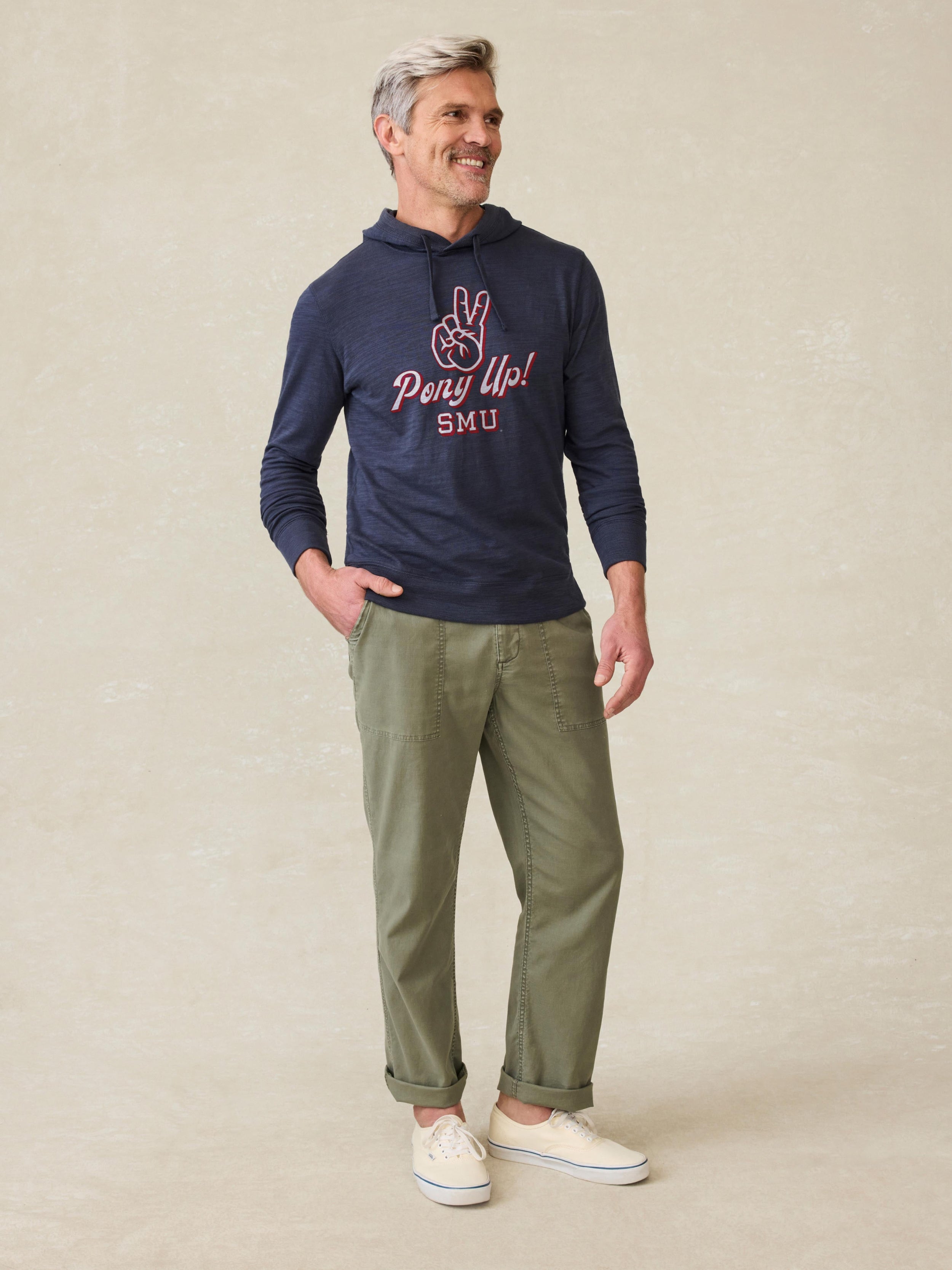 Southern Methodist University Sunwashed Slub Hoodie - Blue Nights | Faherty Brand