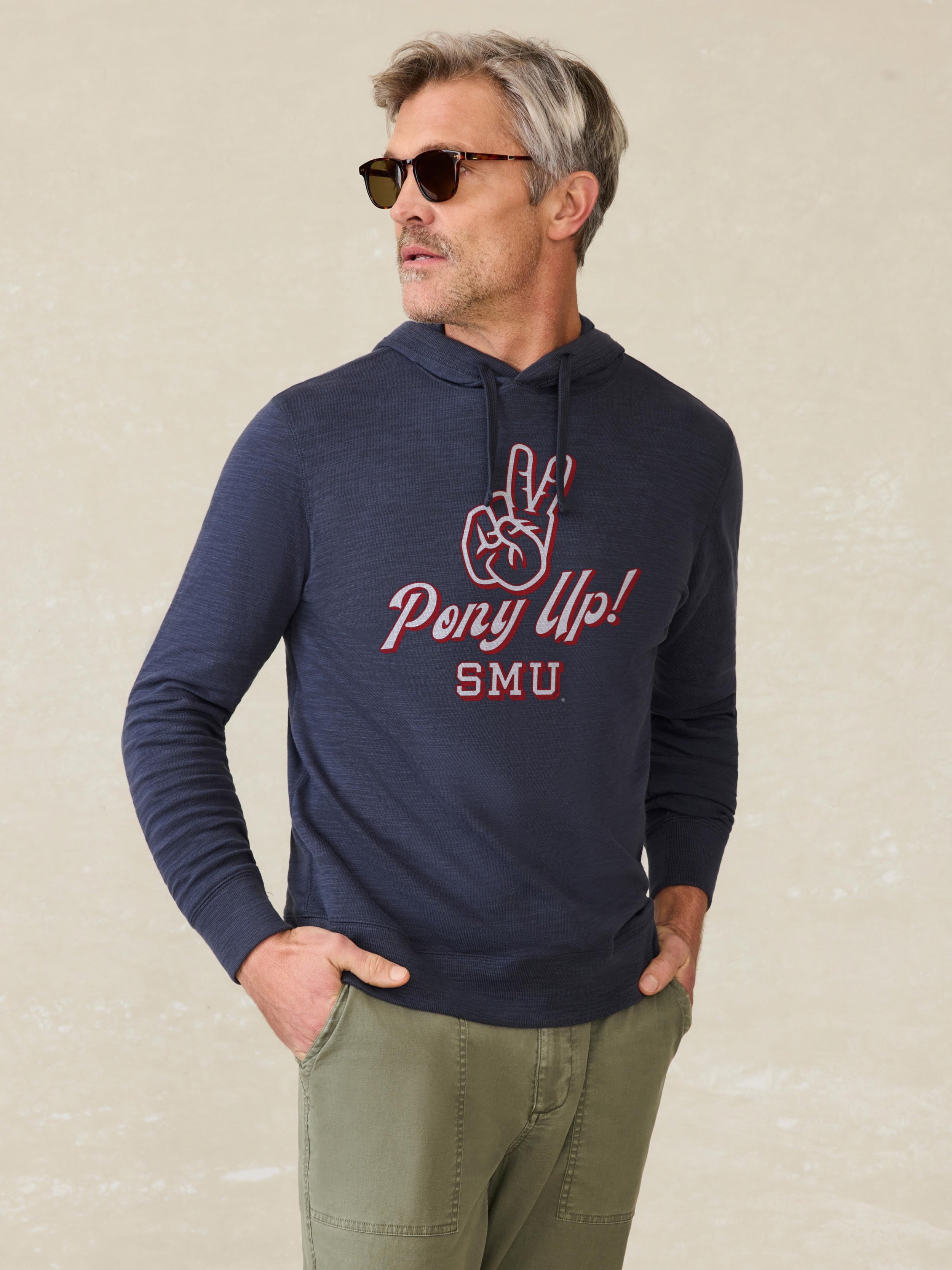 Southern Methodist University Sunwashed Slub Hoodie - Blue Nights | Faherty Brand