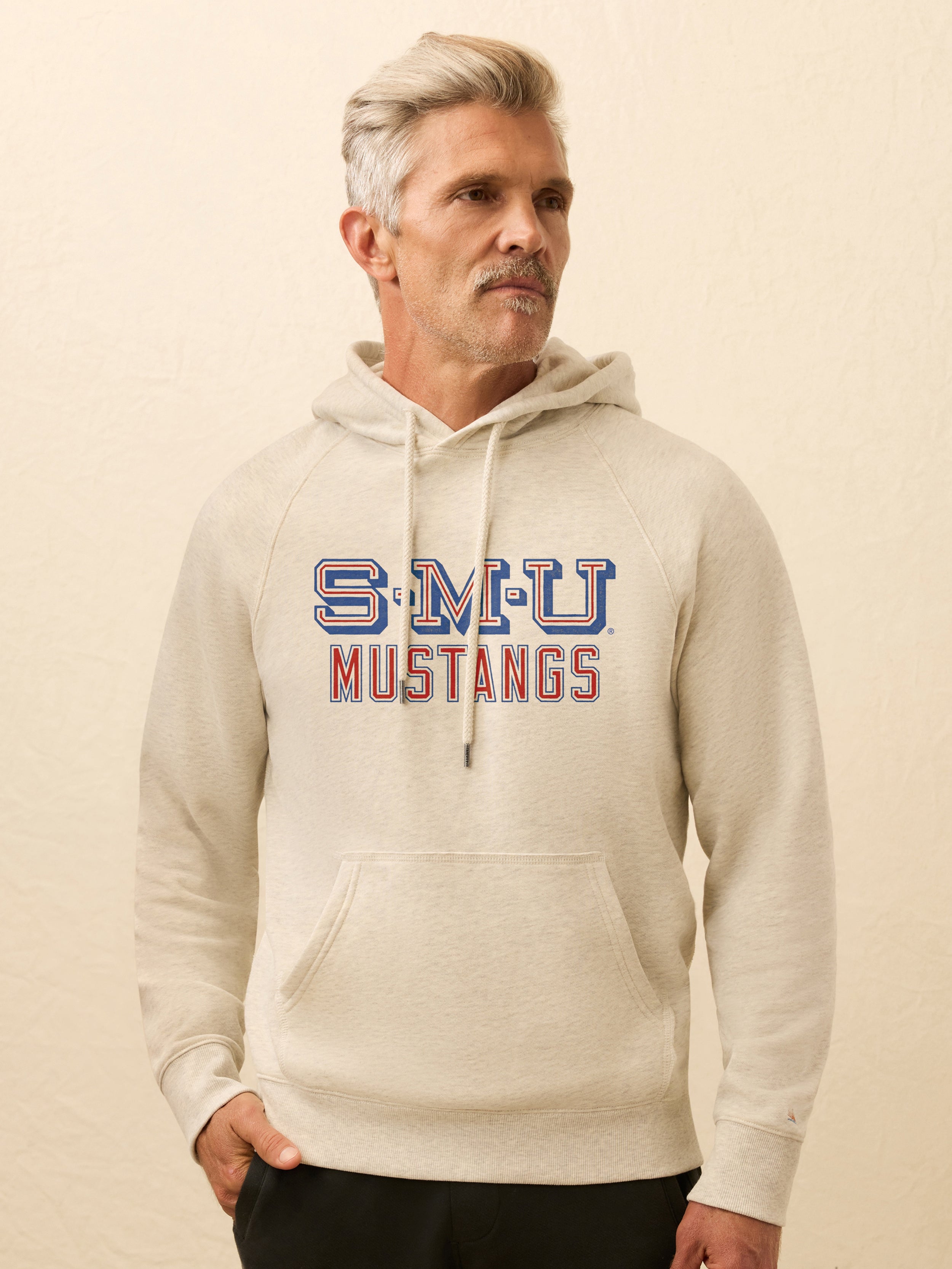 Southern Methodist University High Standard Fleece Hoodie - Antique Ivory Heather | Faherty Brand