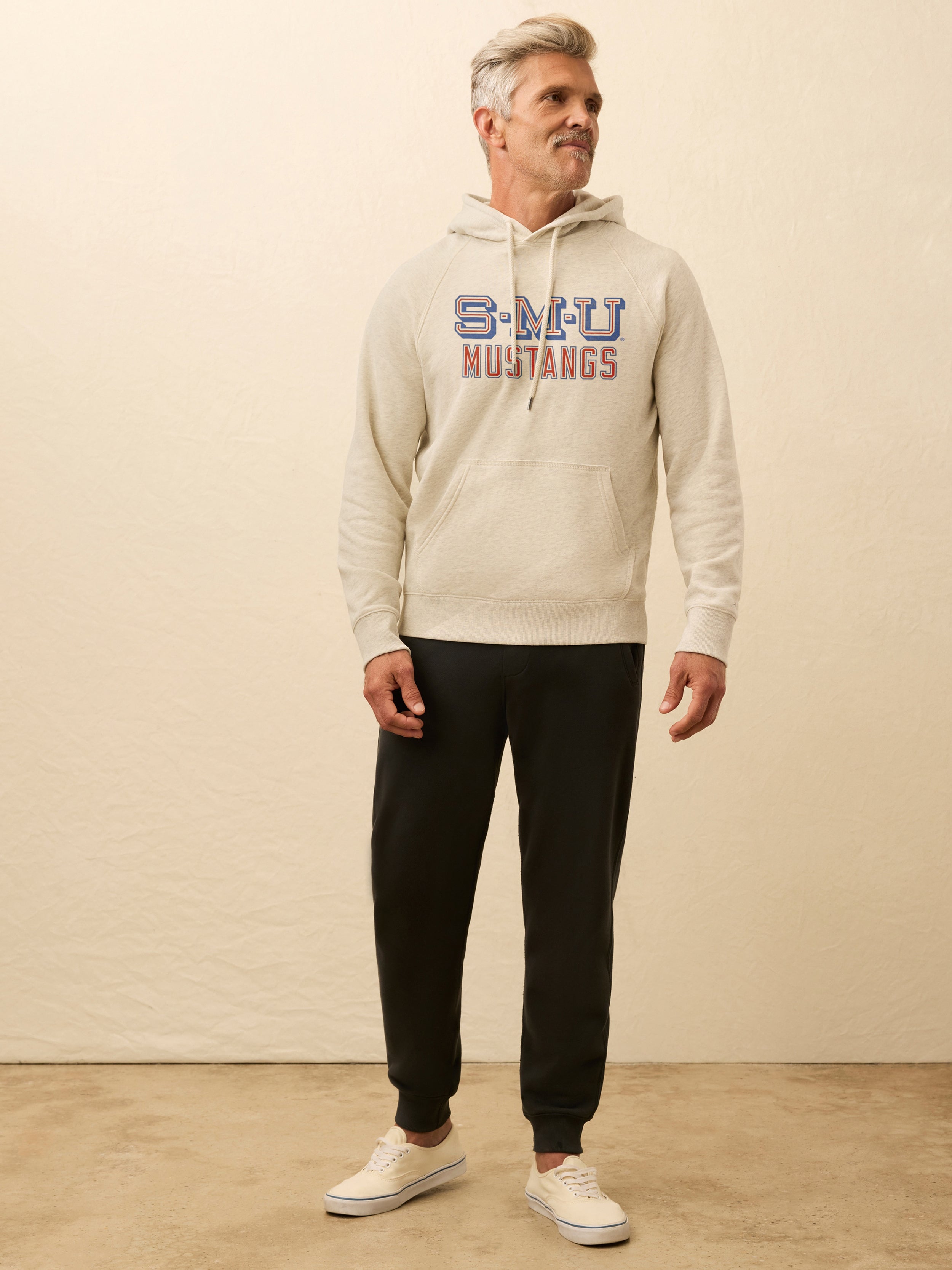 Southern Methodist University High Standard Fleece Hoodie - Antique Ivory Heather | Faherty Brand