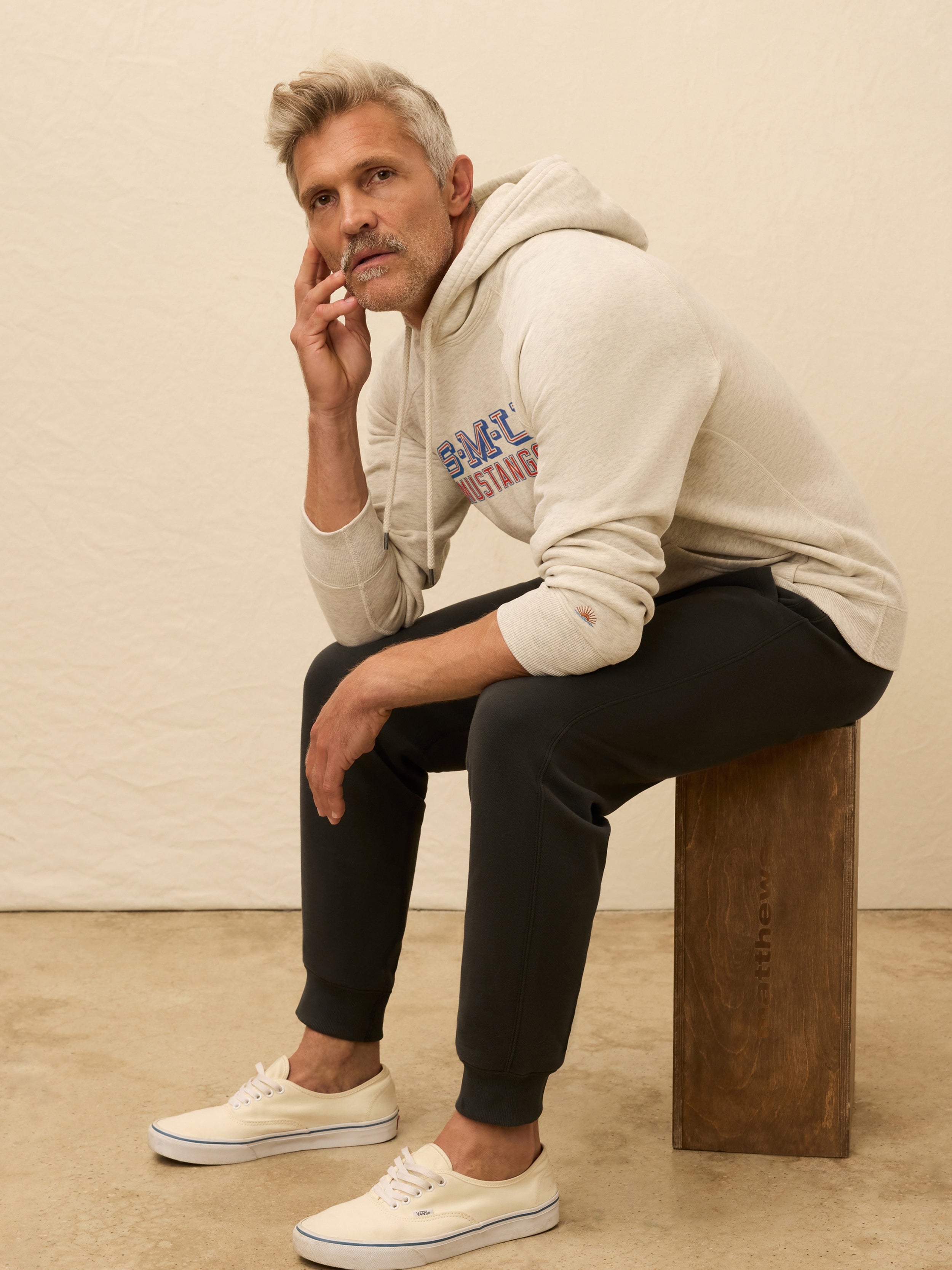 Southern Methodist University High Standard Fleece Hoodie - Antique Ivory Heather | Faherty Brand