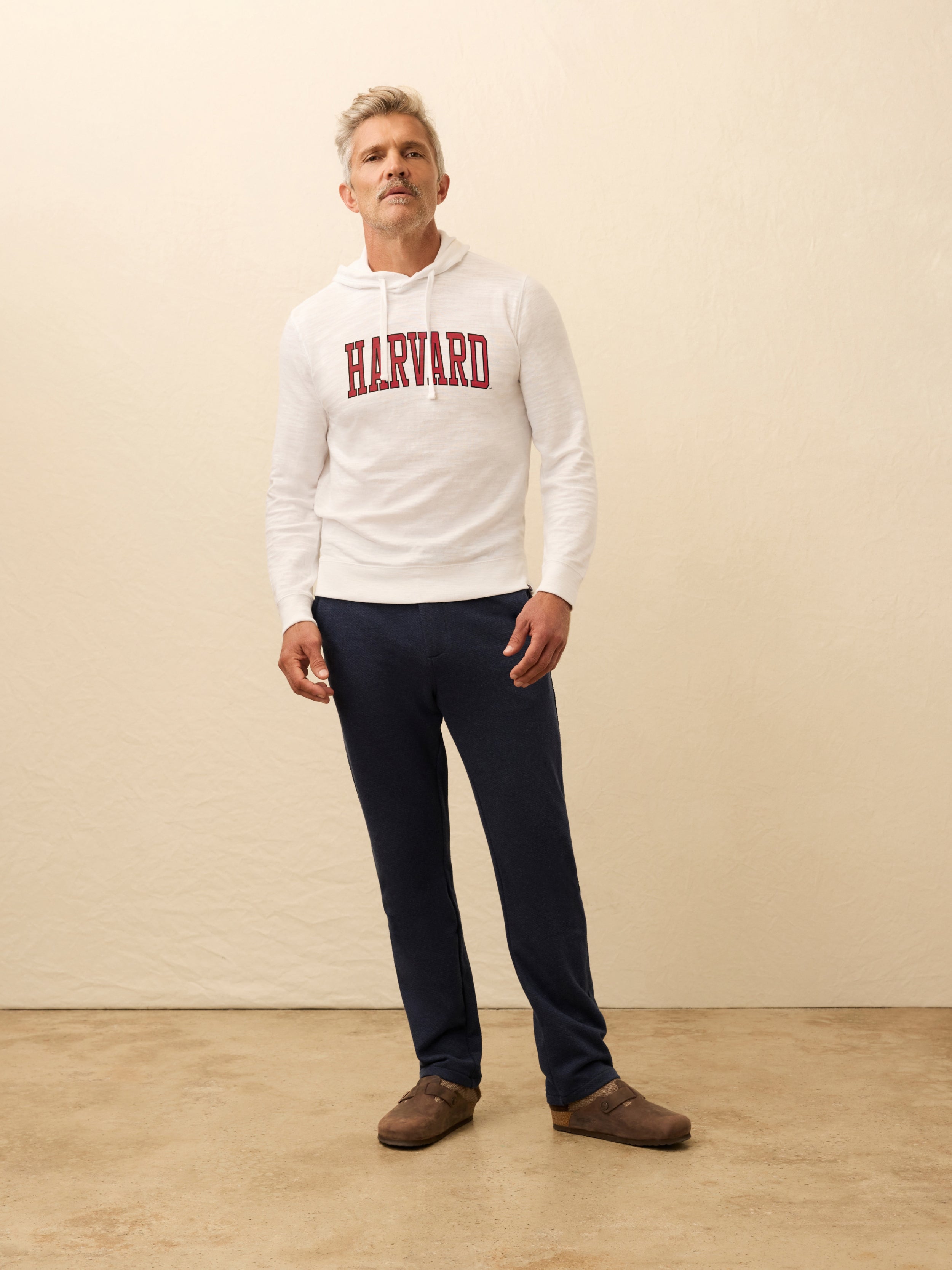 Harvard Sunwashed Organic Hoodie - White | Faherty Brand