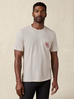 Boston College Sunwashed Regenerative Pocket Tee - Island Dune Heather