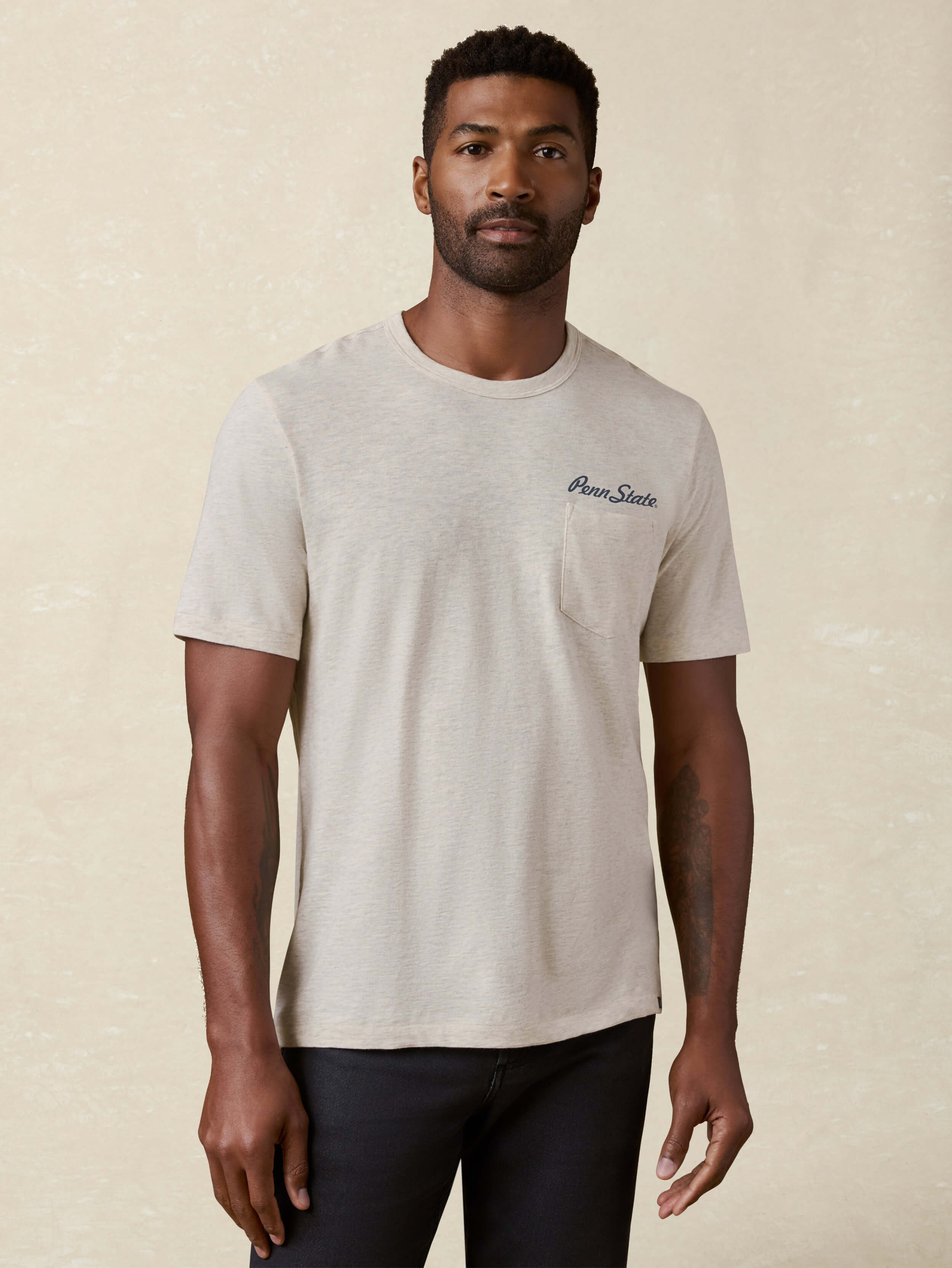 Penn State Sunwashed Pocket Tee - Island Dune Heather | Faherty Brand