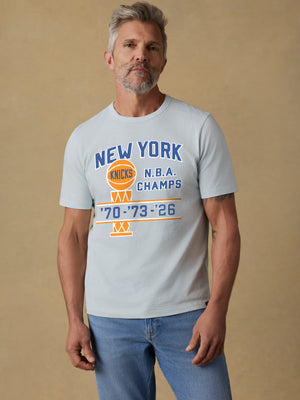 NY Knicks Sunwashed Regenerative Tee - Sky