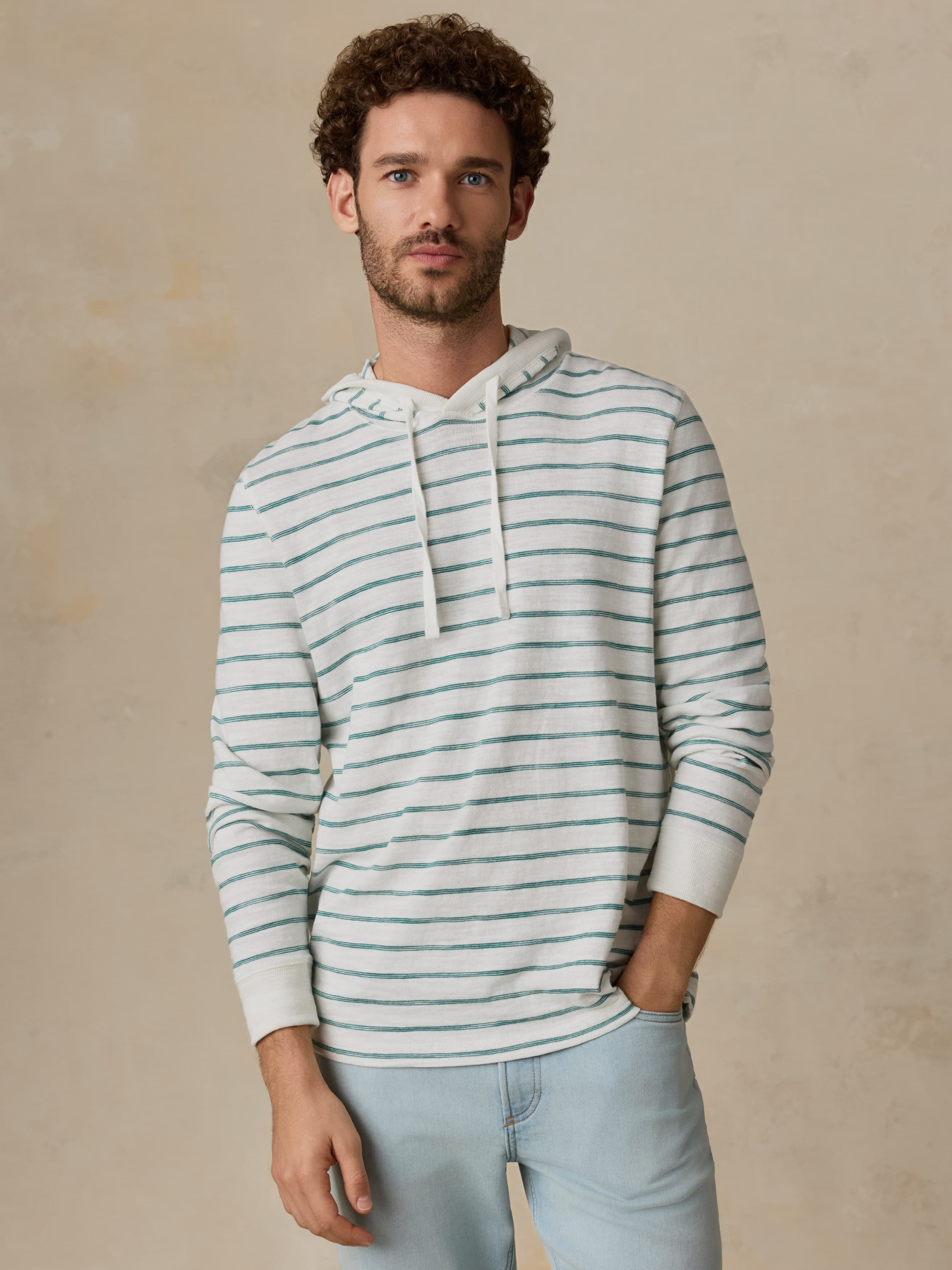 Sunwashed Organic Hoodie - White Biscayne Stripe | Faherty Brand