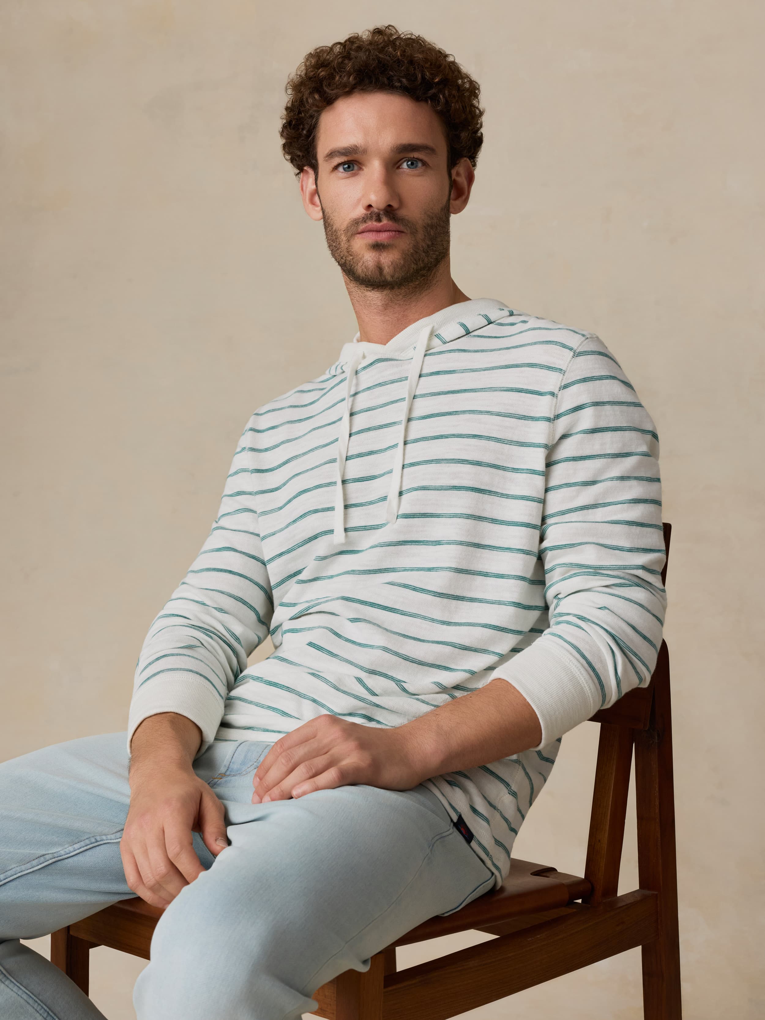 Sunwashed Organic Hoodie - White Biscayne Stripe | Faherty Brand