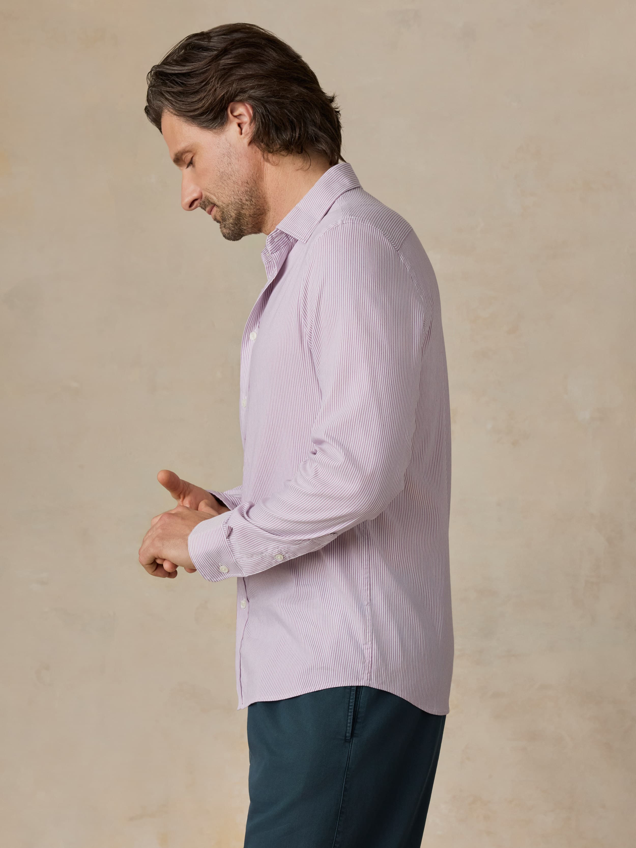 The Movement™ Shirt - Berry Cloud Stripe | Faherty Brand