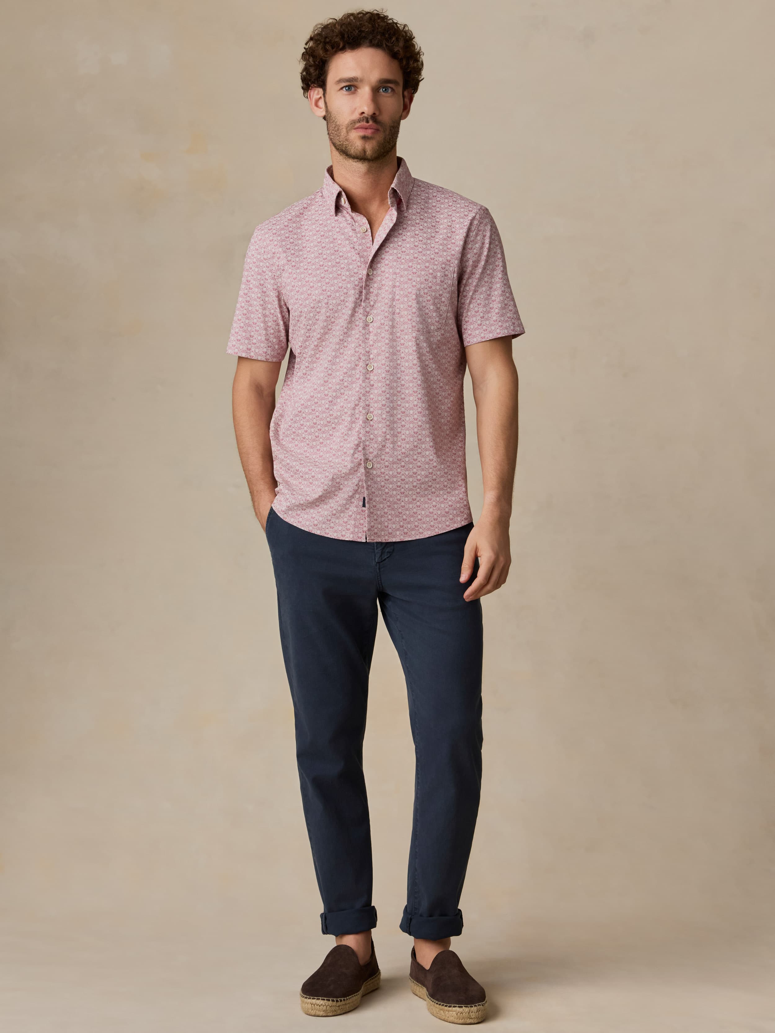 Short-Sleeve Movement™ Monterey Shirt - Rose Palm Mosaic | Faherty Brand