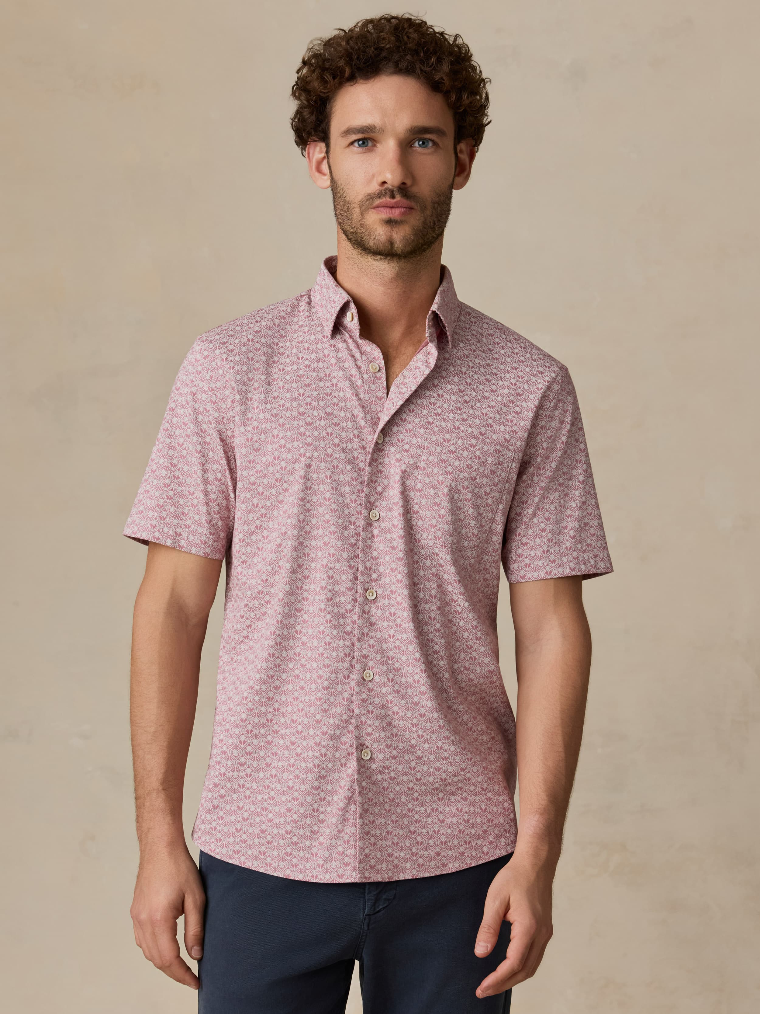 Short-Sleeve Movement™ Monterey Shirt - Rose Palm Mosaic | Faherty Brand
