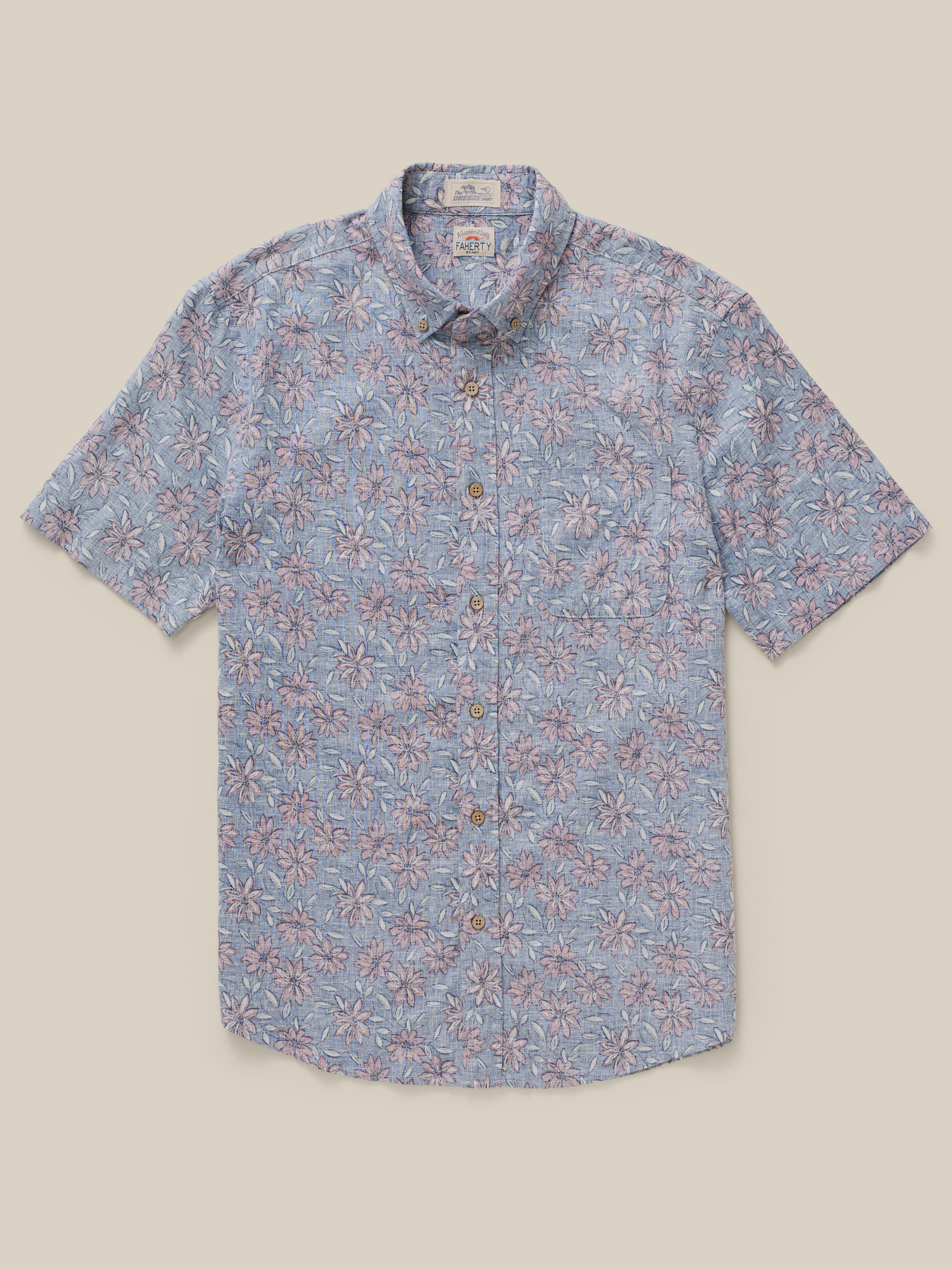 Short-Sleeve Breeze Shirt - Antique Berry Floral | Faherty Brand