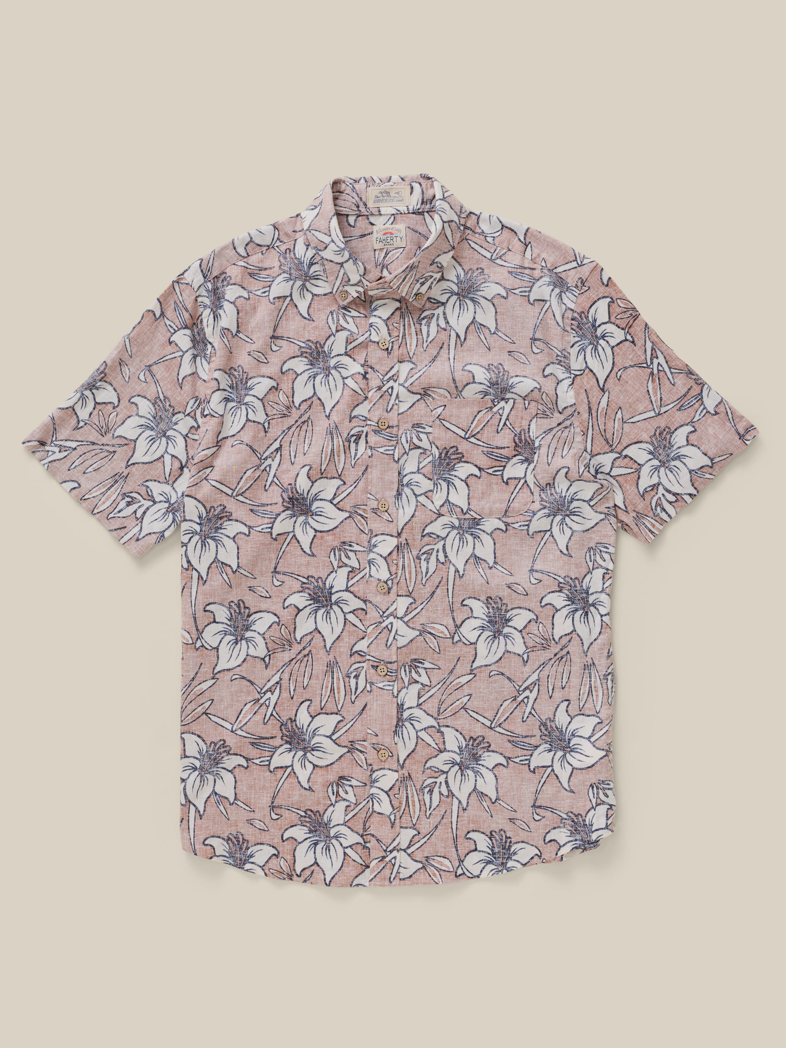 Floral patterned shirt on a beige background