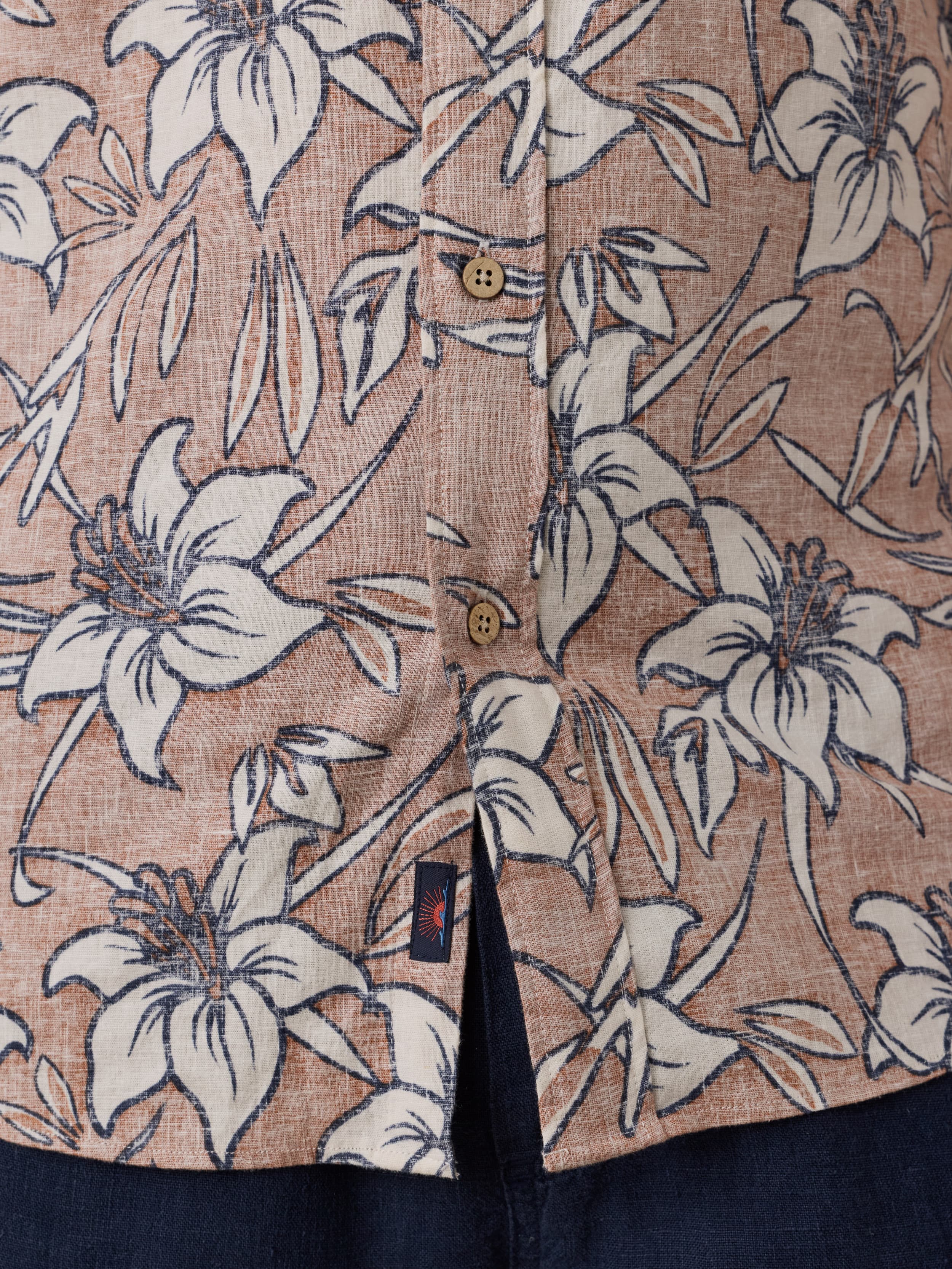 Floral patterned shirt with beige and brown tones