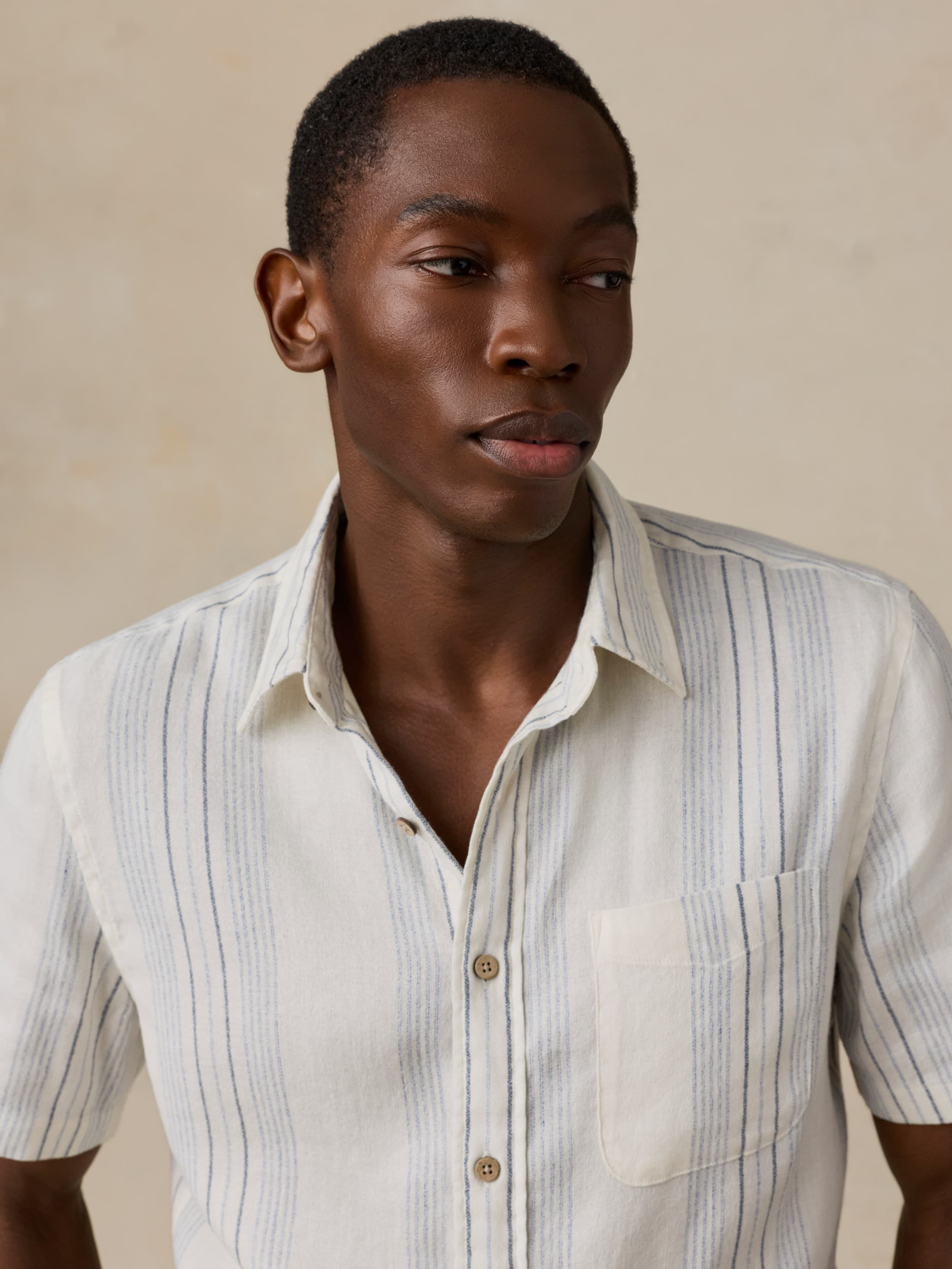 Short-Sleeve Breeze Shirt - River Shore Stripe | Faherty Brand
