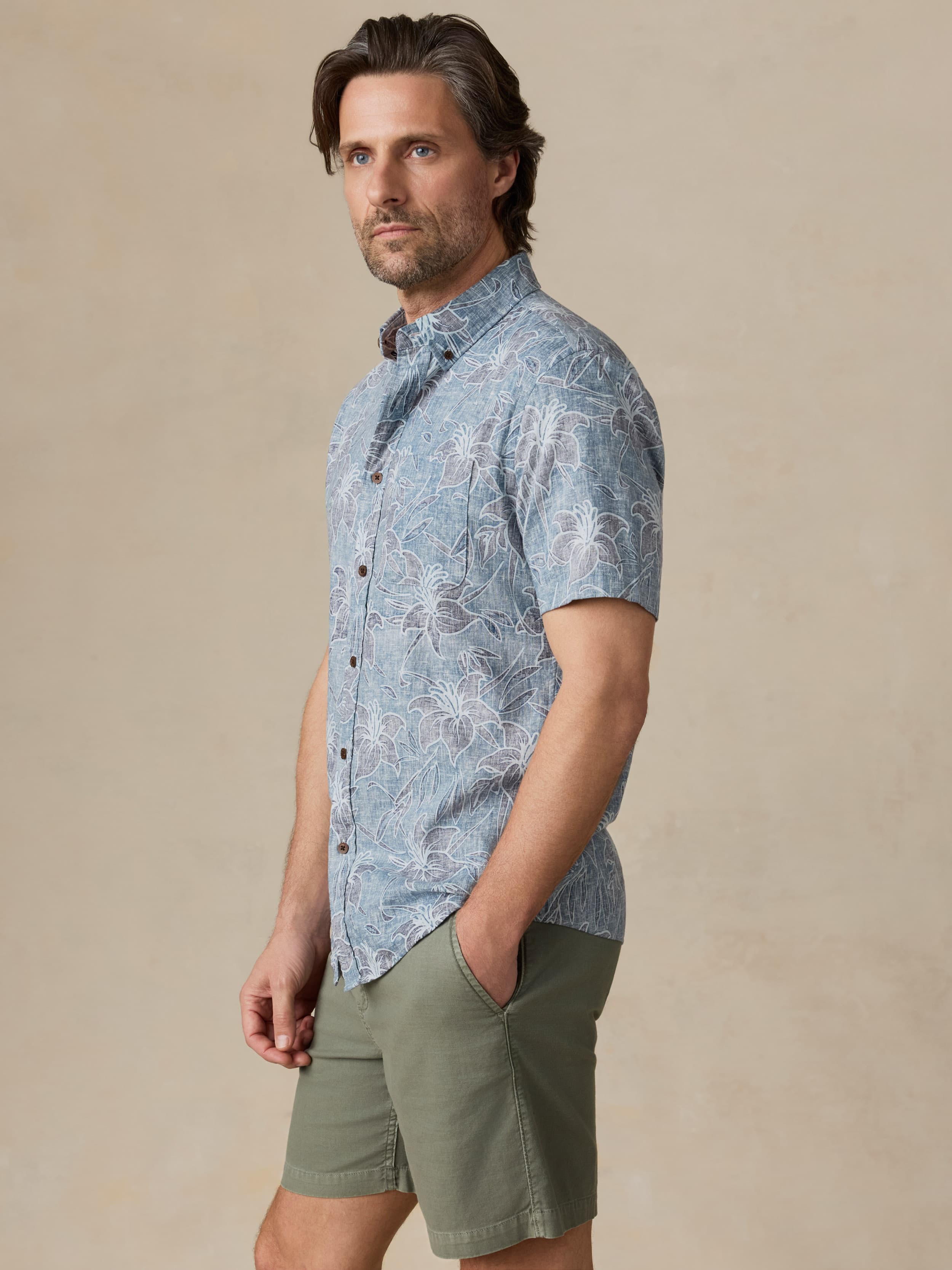 Short-Sleeve Breeze Shirt - Stormy Sea Lotus | Faherty Brand