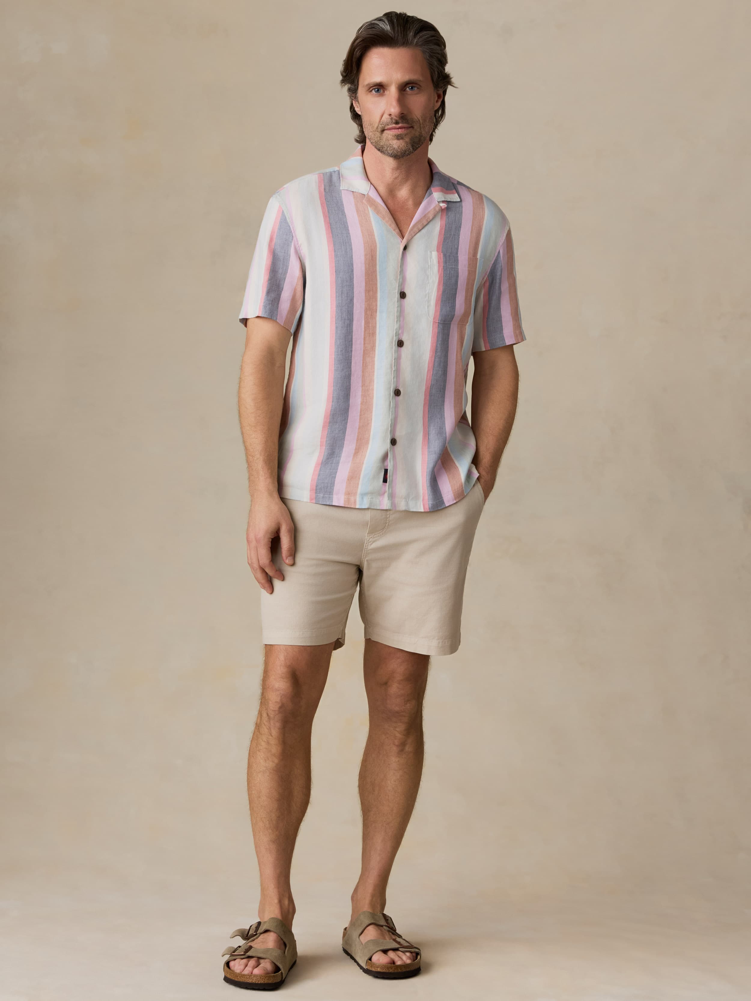 Short-Sleeve Breeze Camp Shirt - Summer Skies Stripe | Faherty Brand