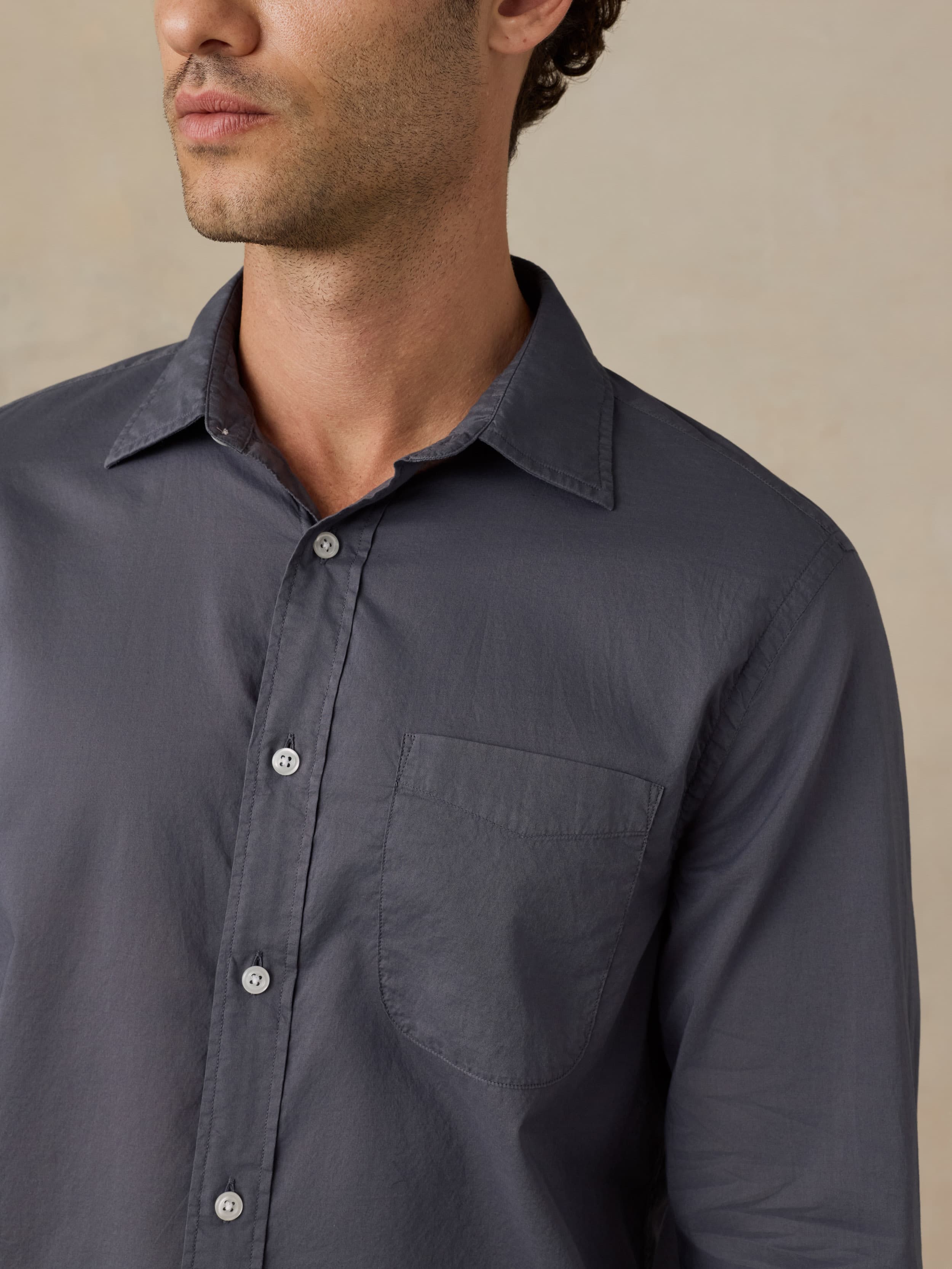 Long-Sleeve Weightless Cotton Shirt - Abyss Navy