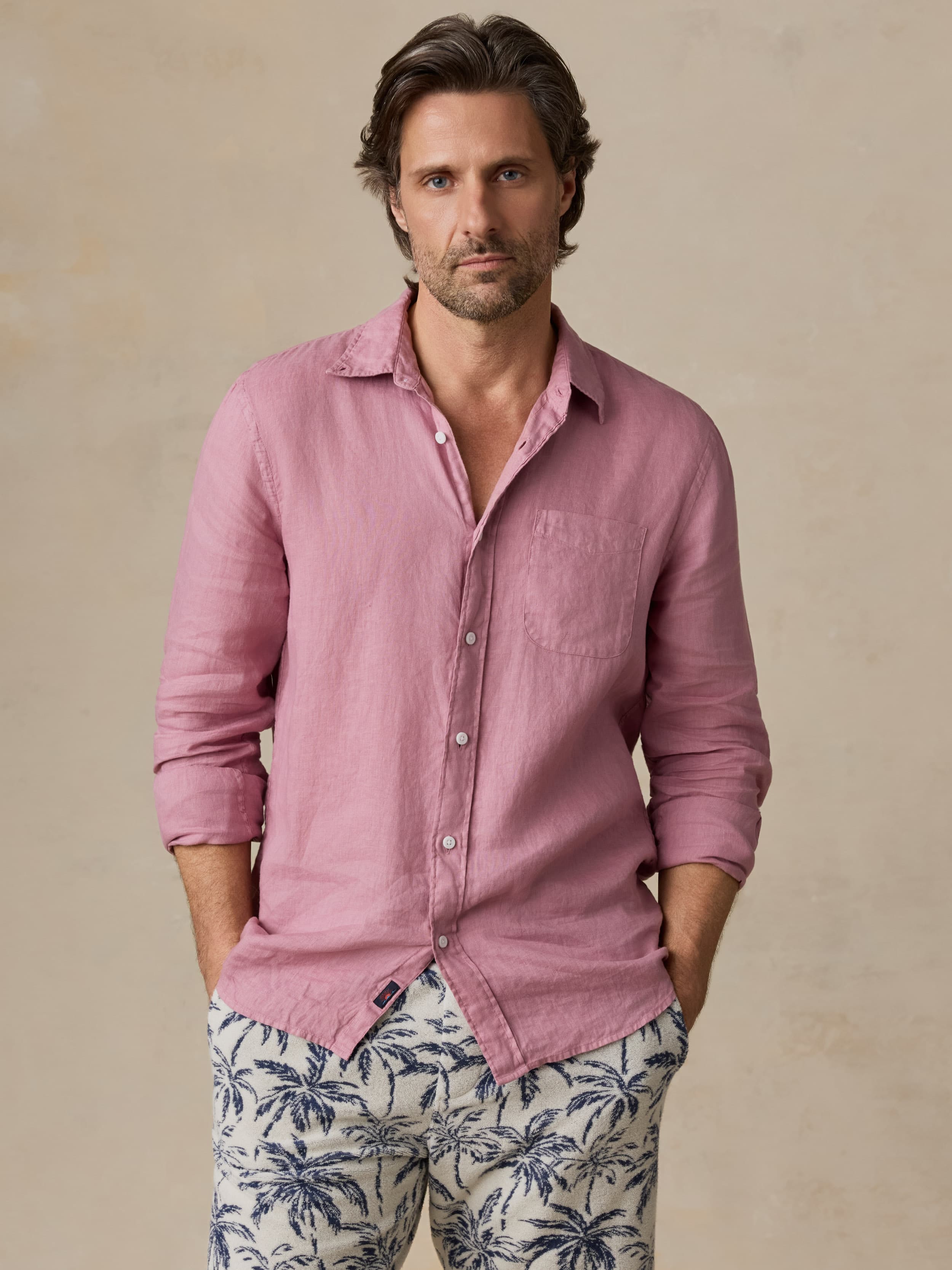 Sunwashed Linen Shirt - Berry | Faherty Brand