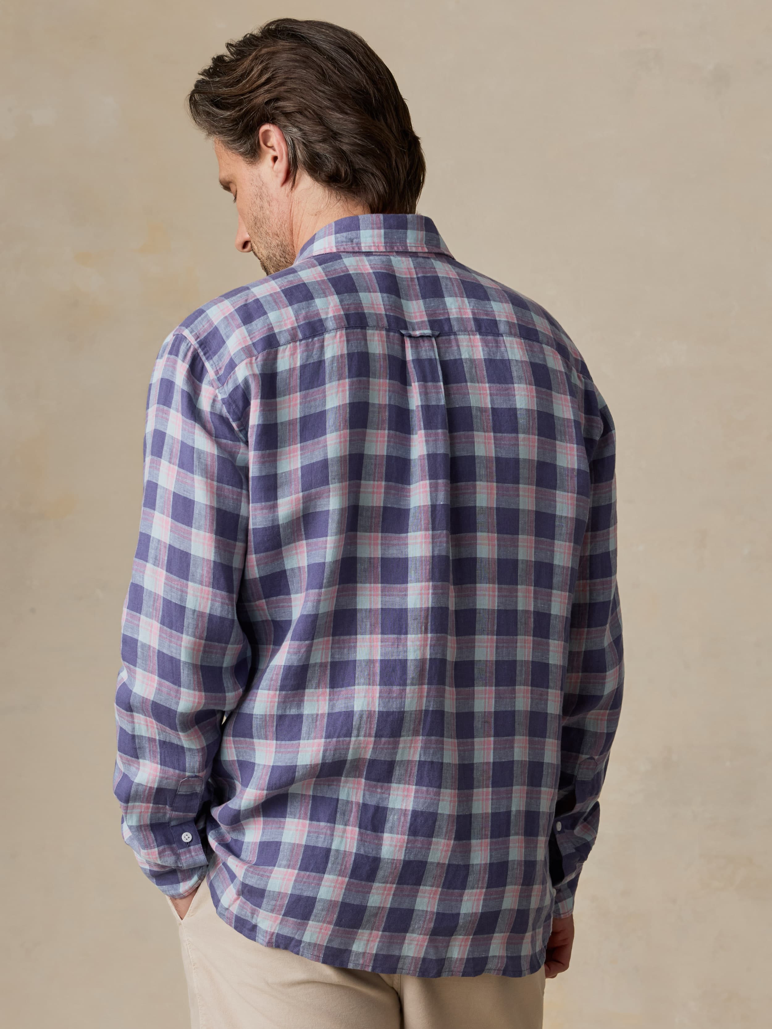 Sunwashed Linen Shirt - Coastal Lake Plaid | Faherty Brand
