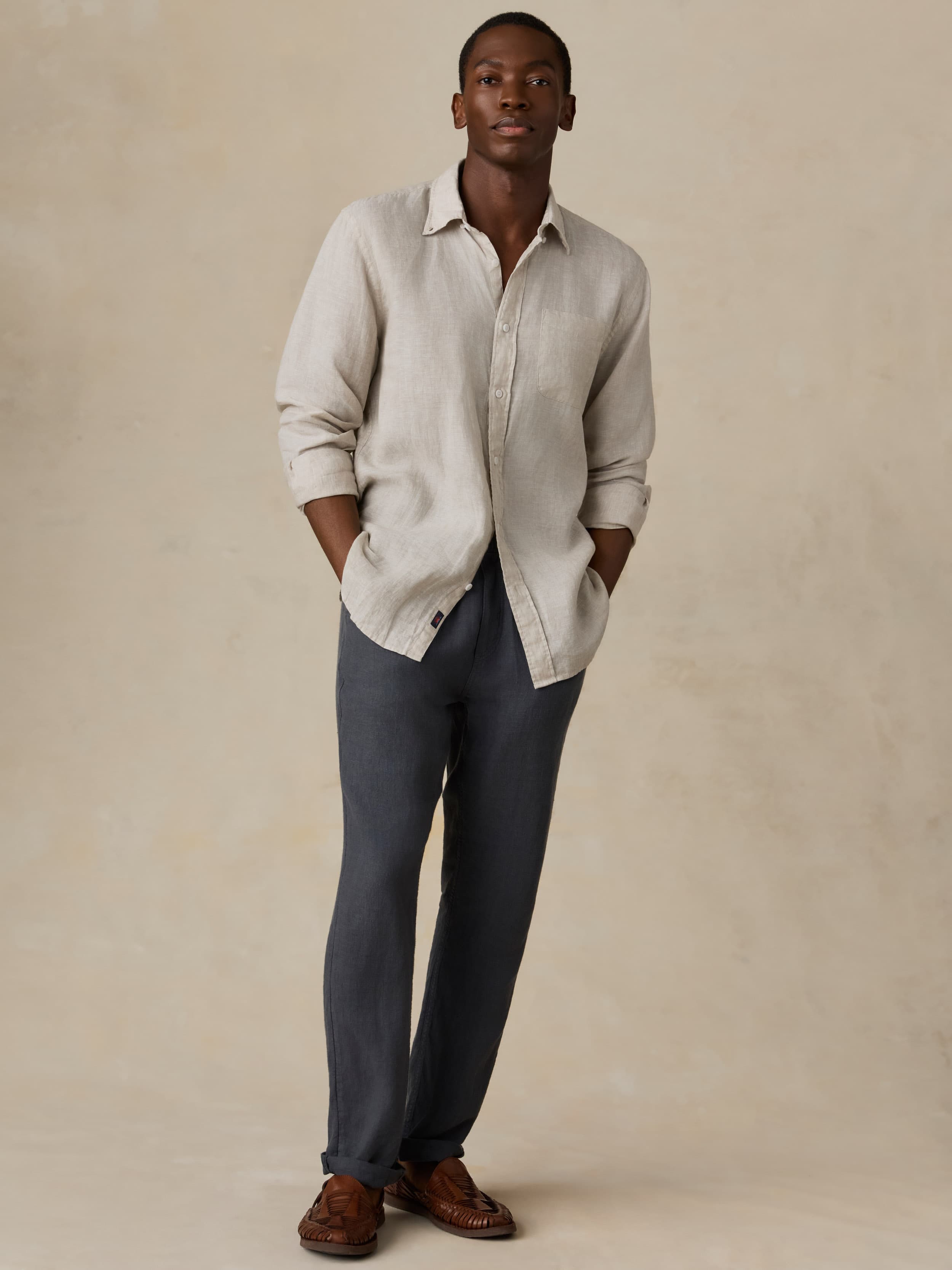 Sunwashed Linen Shirt - Castle Stone | Faherty Brand