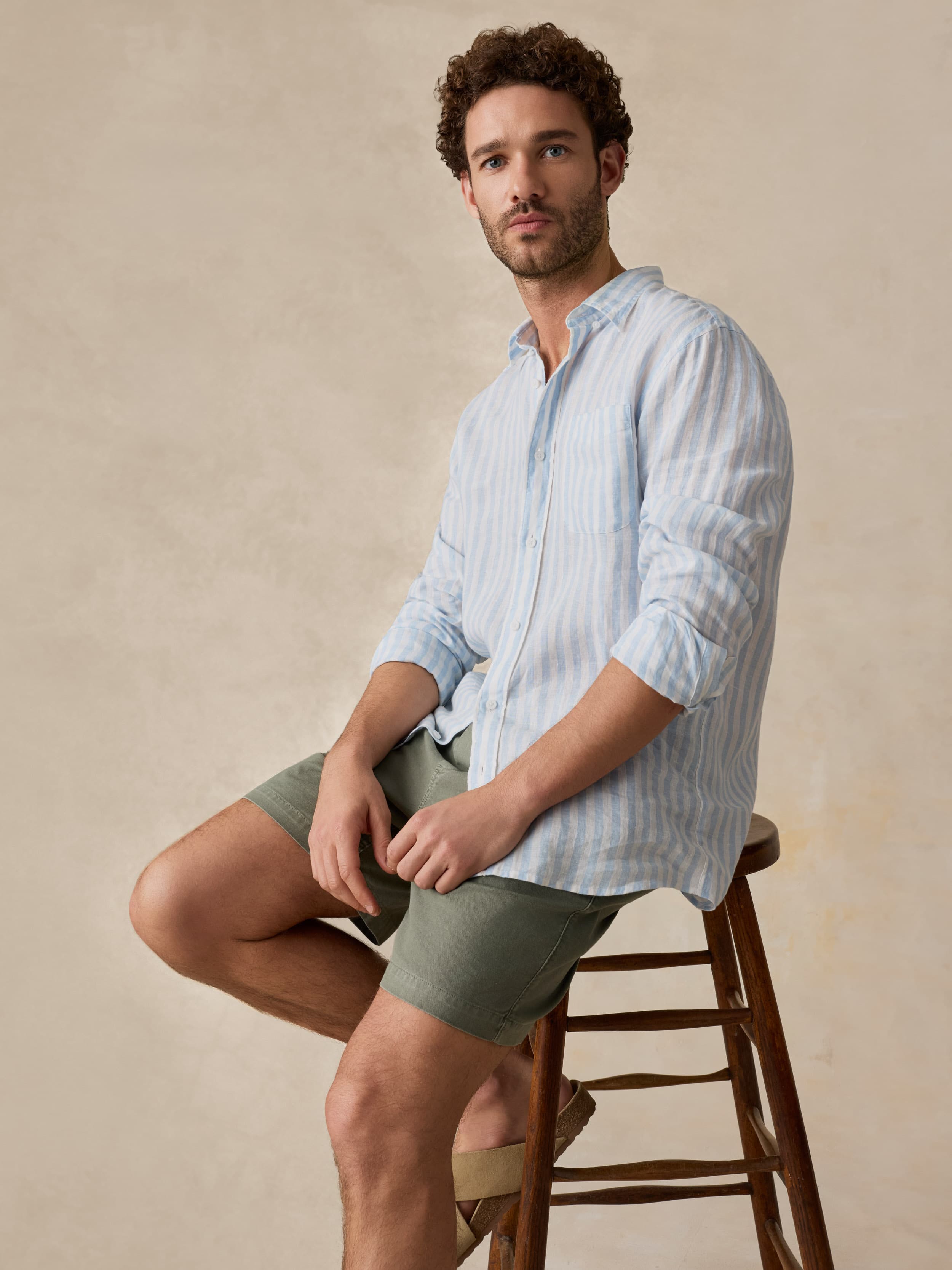 Sunwashed Linen Shirt - Blue Island Stripe | Faherty Brand