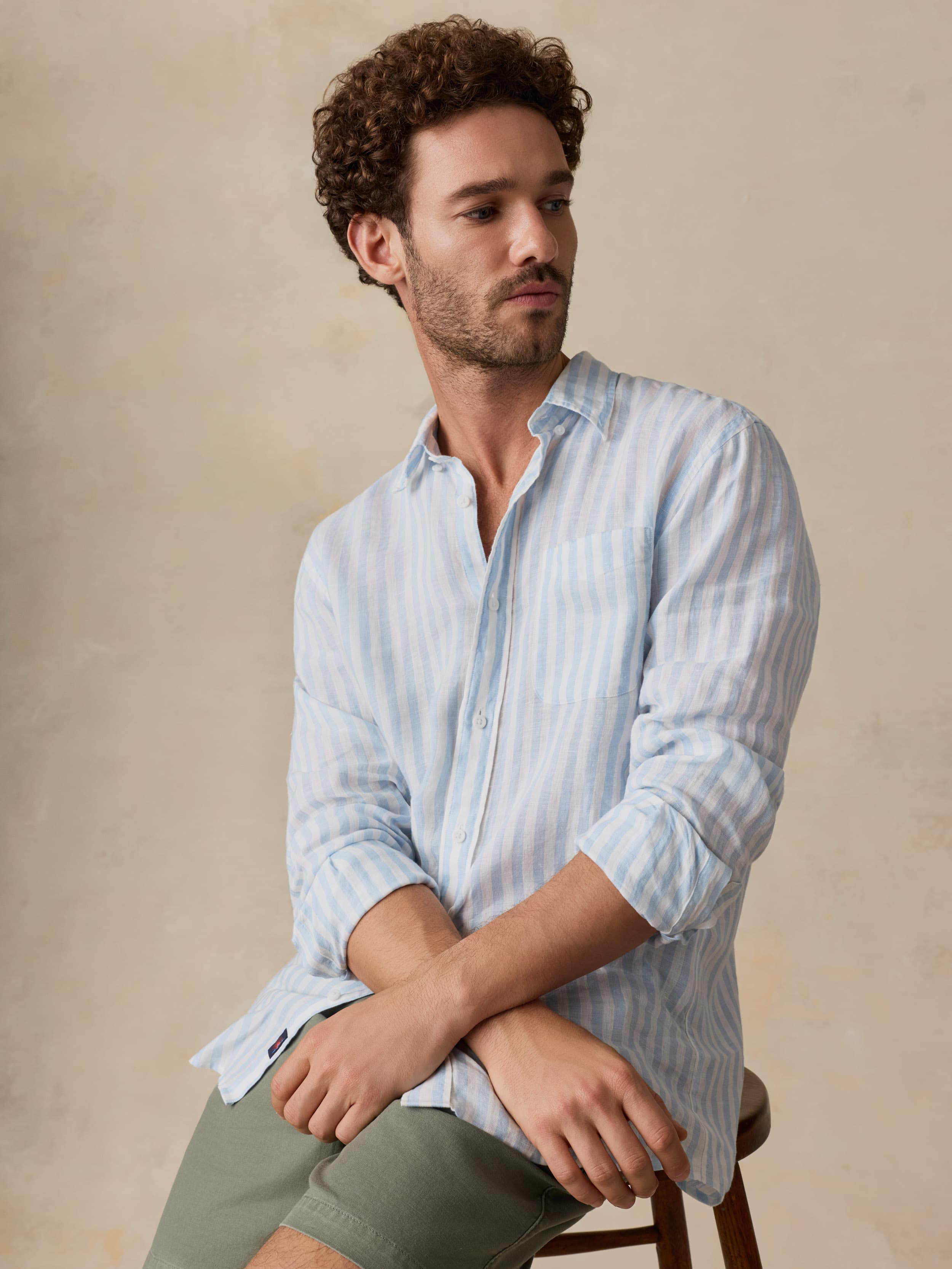 Sunwashed Linen Shirt - Blue Island Stripe | Faherty Brand