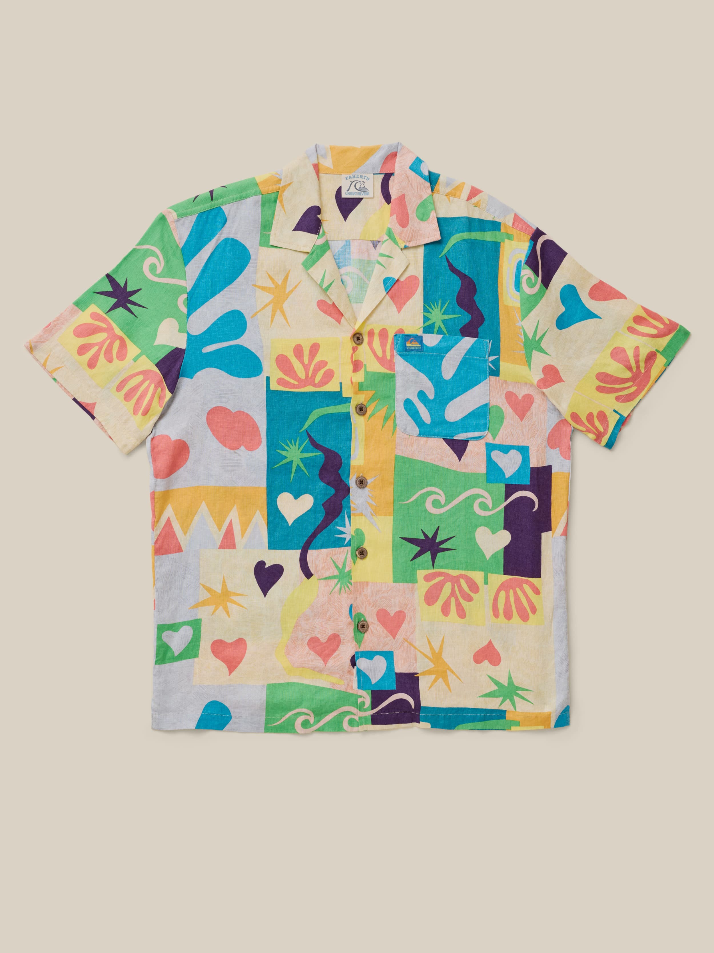 Faherty x Quiksilver Short-Sleeve Camp Shirt - Sunshine Coast Tile | Faherty Brand