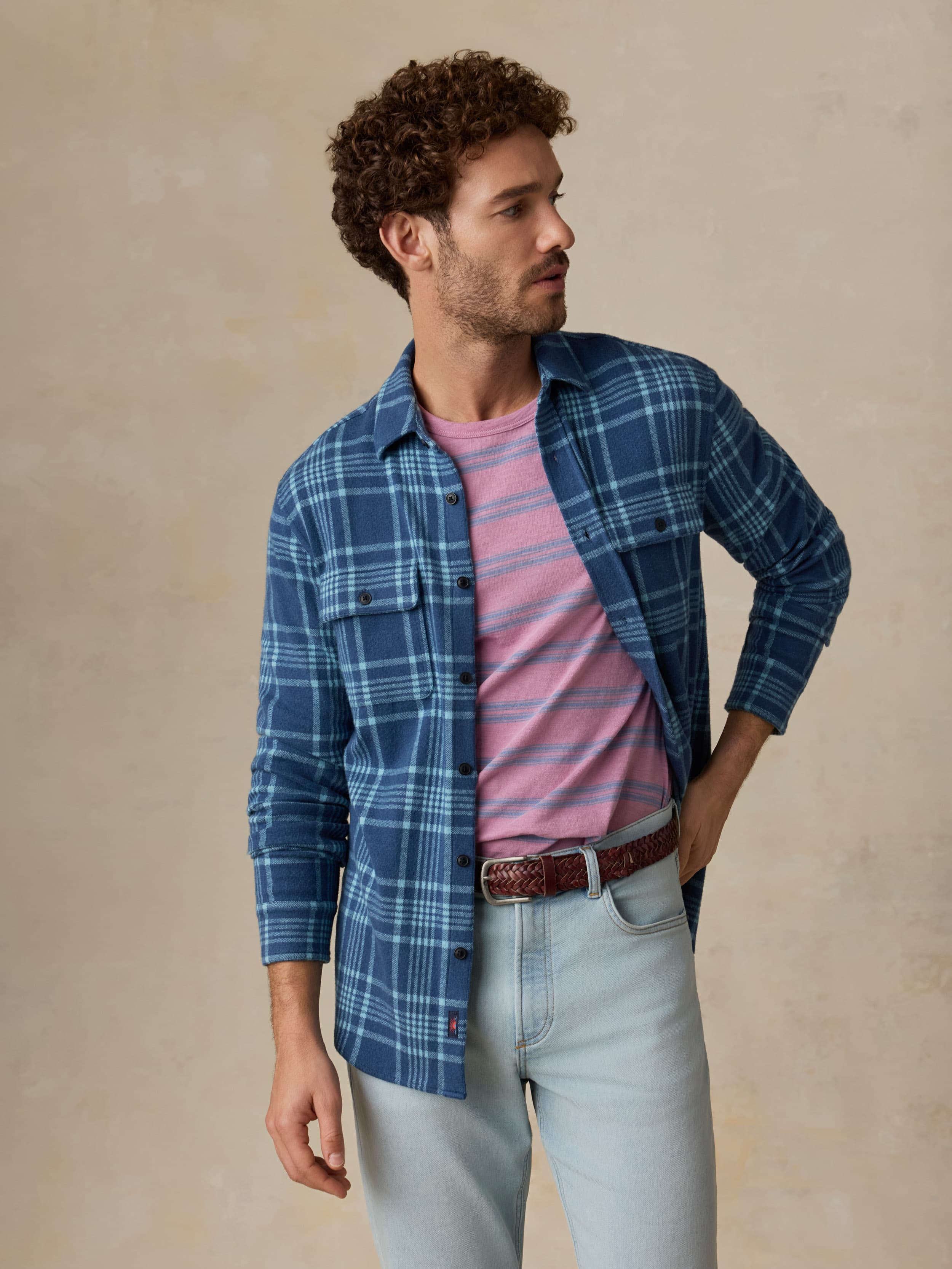 Legend™ Sweater Shirt - Midnight Teal Plaid | Faherty Brand