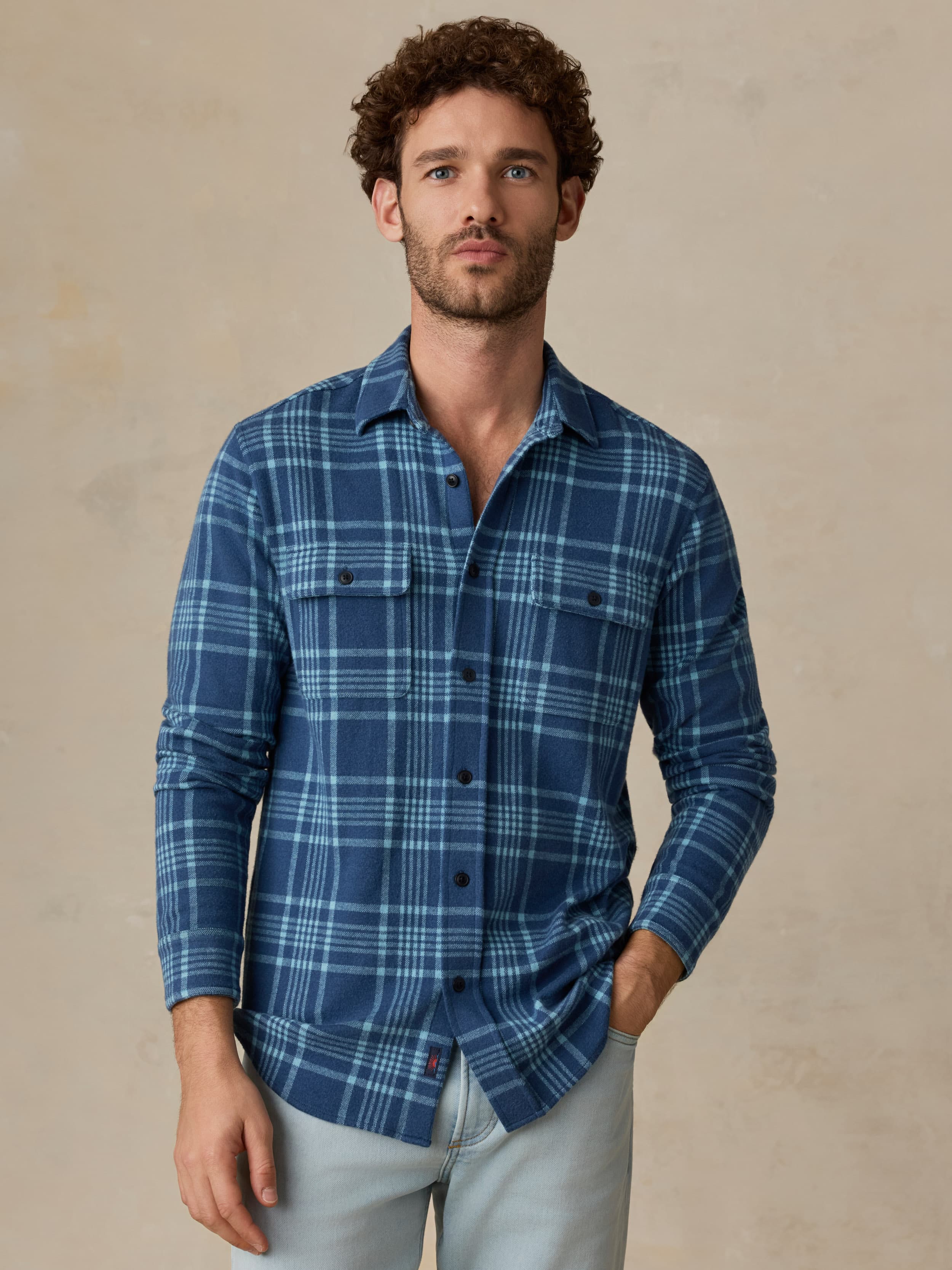 Legend™ Sweater Shirt - Midnight Teal Plaid | Faherty Brand